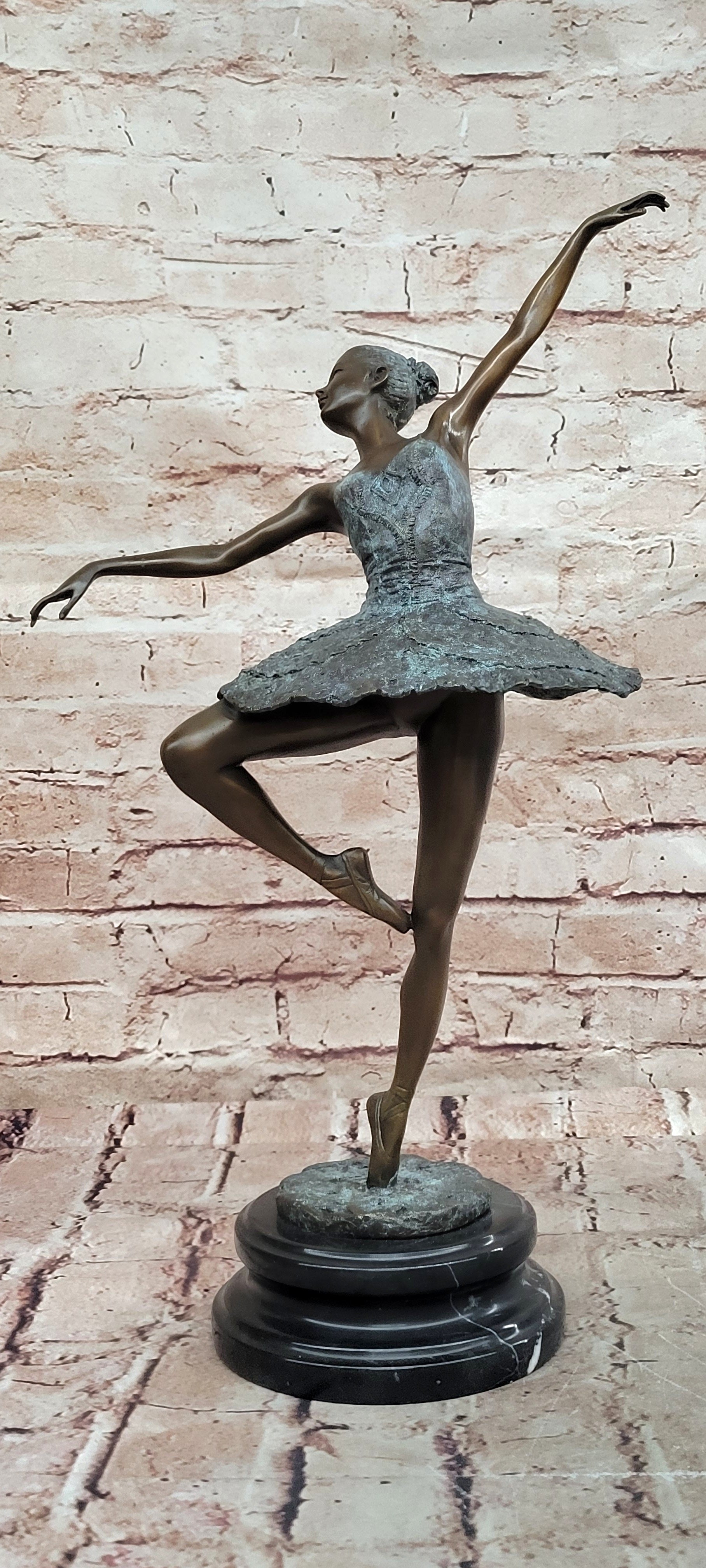 Signed Milo Bronze Ballerina Figurine Art Deco Young Girl Sculpture