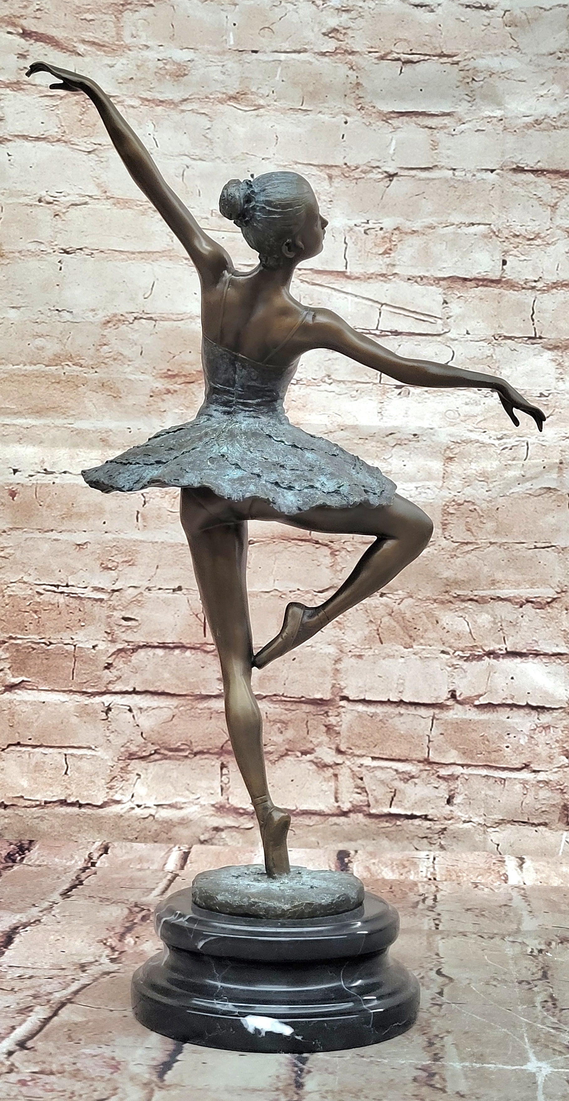 Signed Milo Bronze Ballerina Figurine Art Deco Young Girl Sculpture