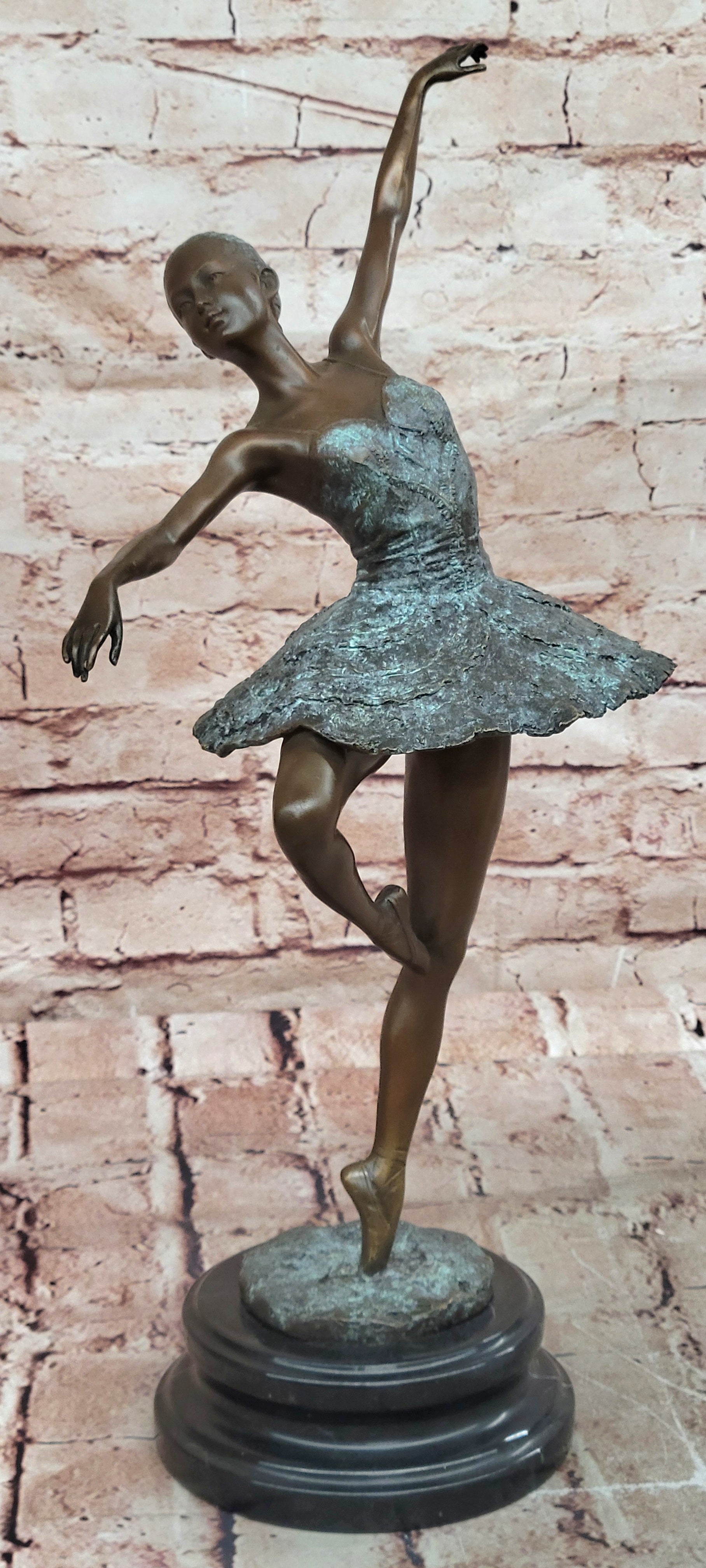 Signed Milo Bronze Ballerina Figurine Art Deco Young Girl Sculpture
