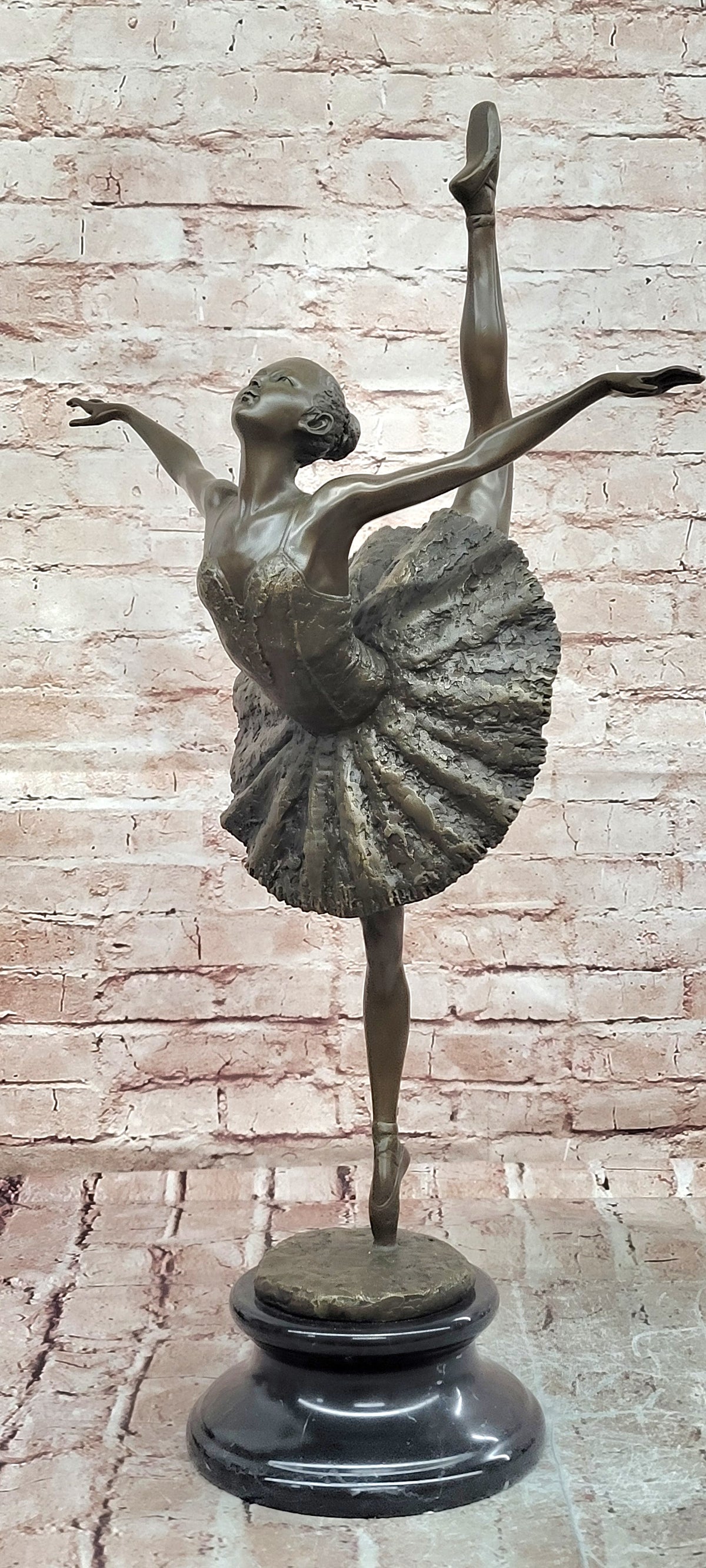 Classic Ballerina Girl Ballet Dancer Signed Bronze Sculpture Figure Art Nouveau