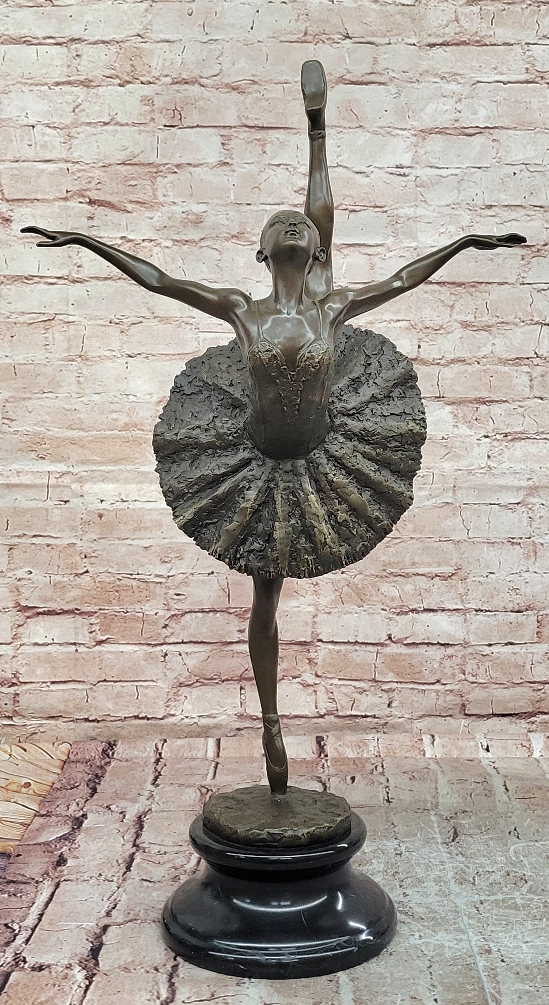 Classic Ballerina Girl Ballet Dancer Signed Bronze Sculpture Figure Art Nouveau