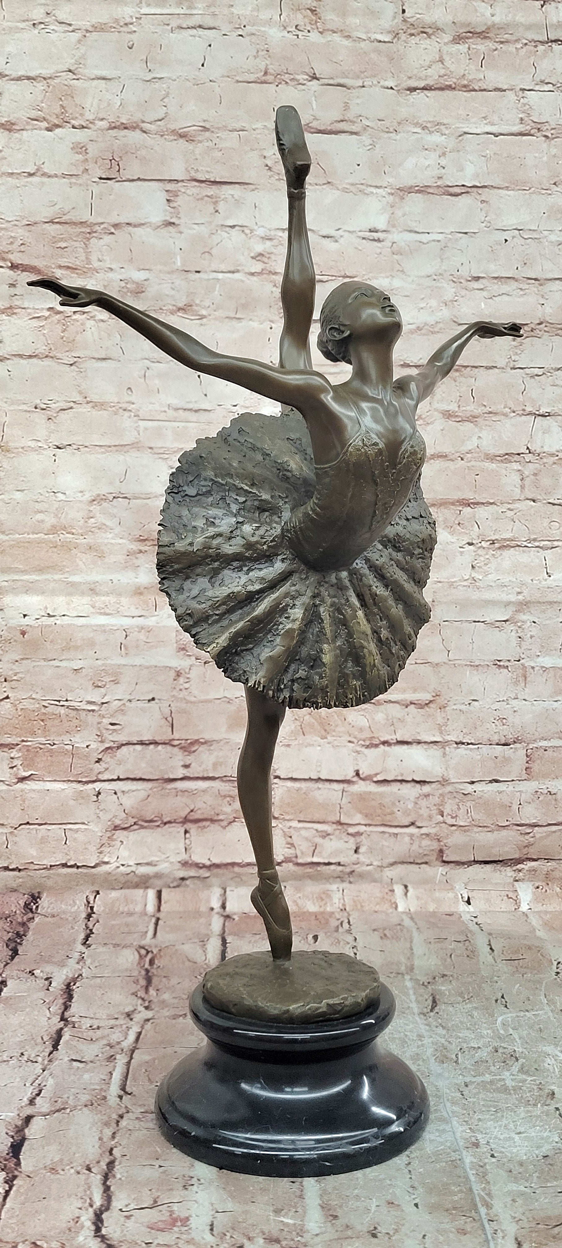 Classic Ballerina Girl Ballet Dancer Signed Bronze Sculpture Figure Art Nouveau