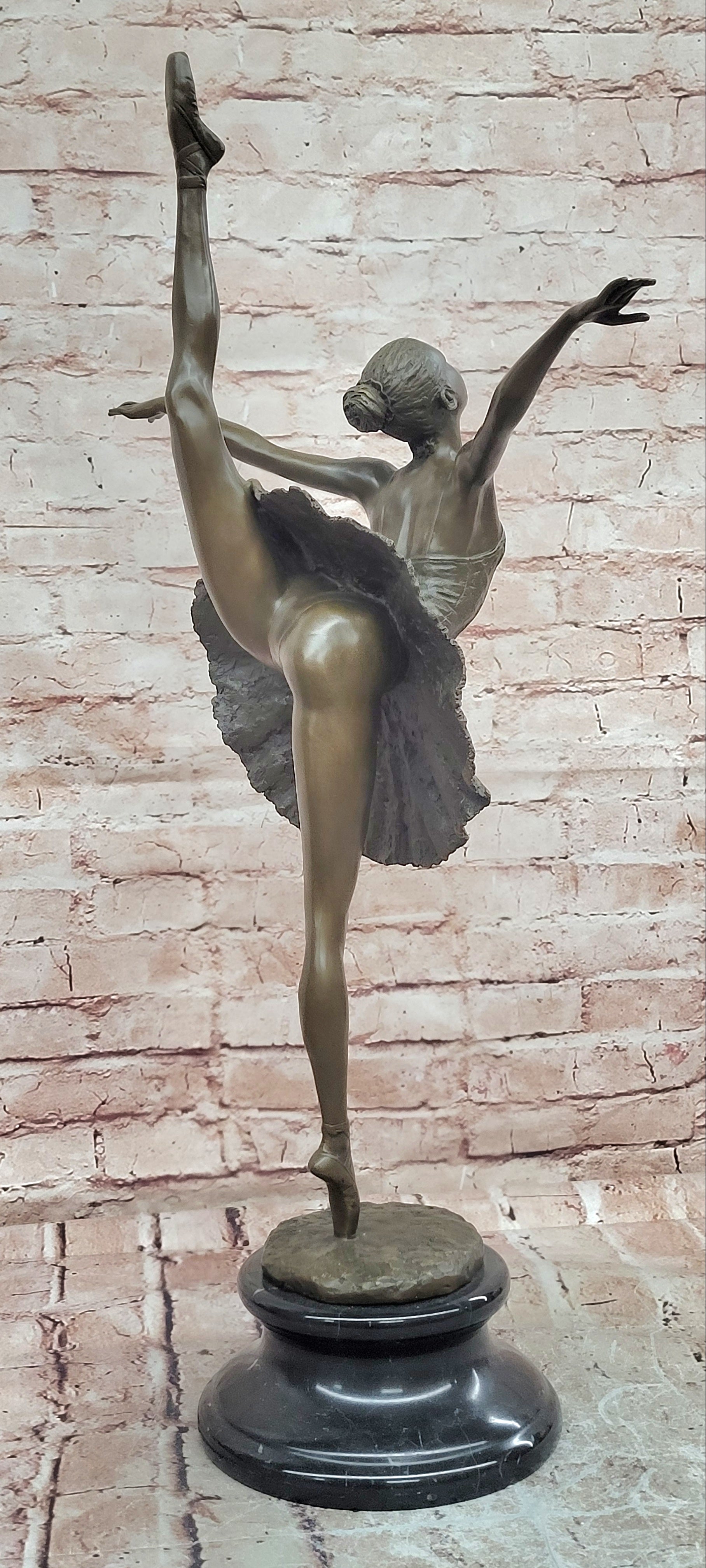 Classic Ballerina Girl Ballet Dancer Signed Bronze Sculpture Figure Art Nouveau