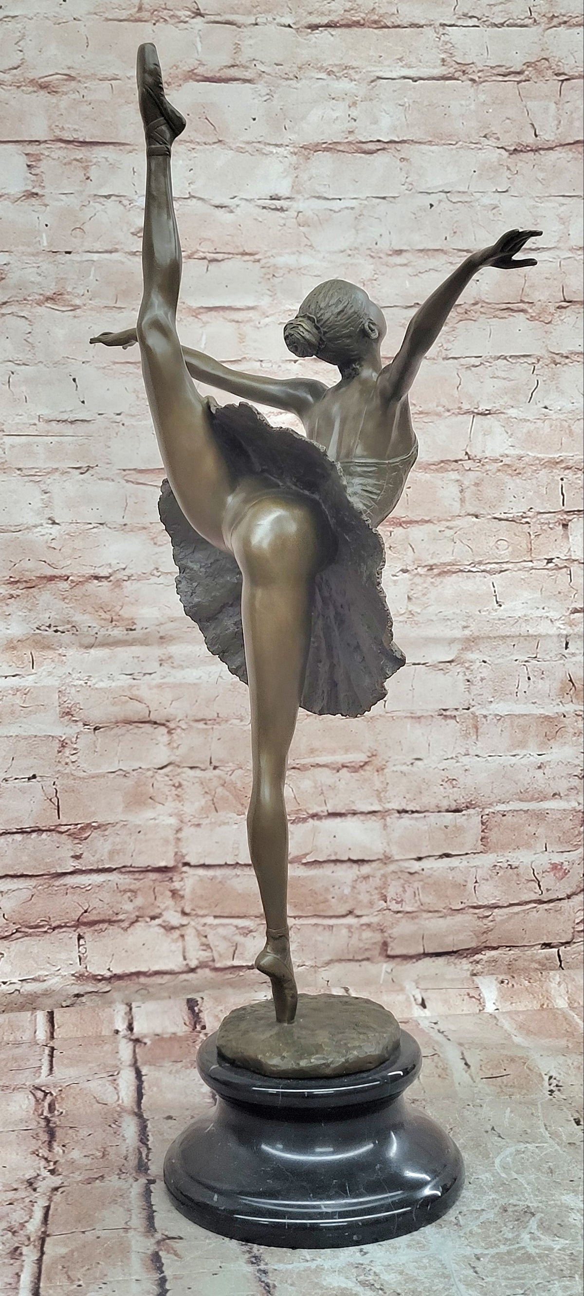 Classic Ballerina Girl Ballet Dancer Signed Bronze Sculpture Figure Art Nouveau