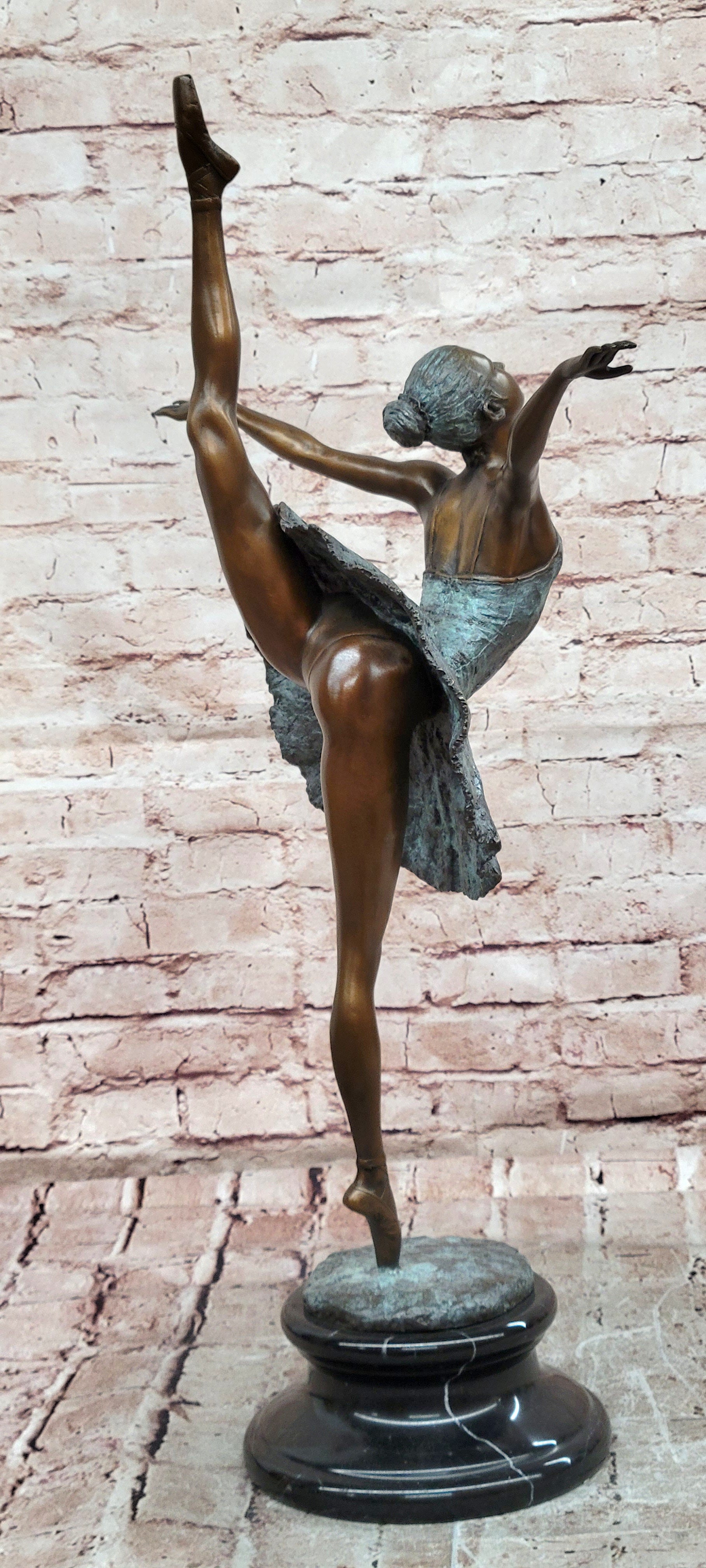 Bronze Arabesque Ballet Sculpture Signed Milo Graceful Dancer Statue Art