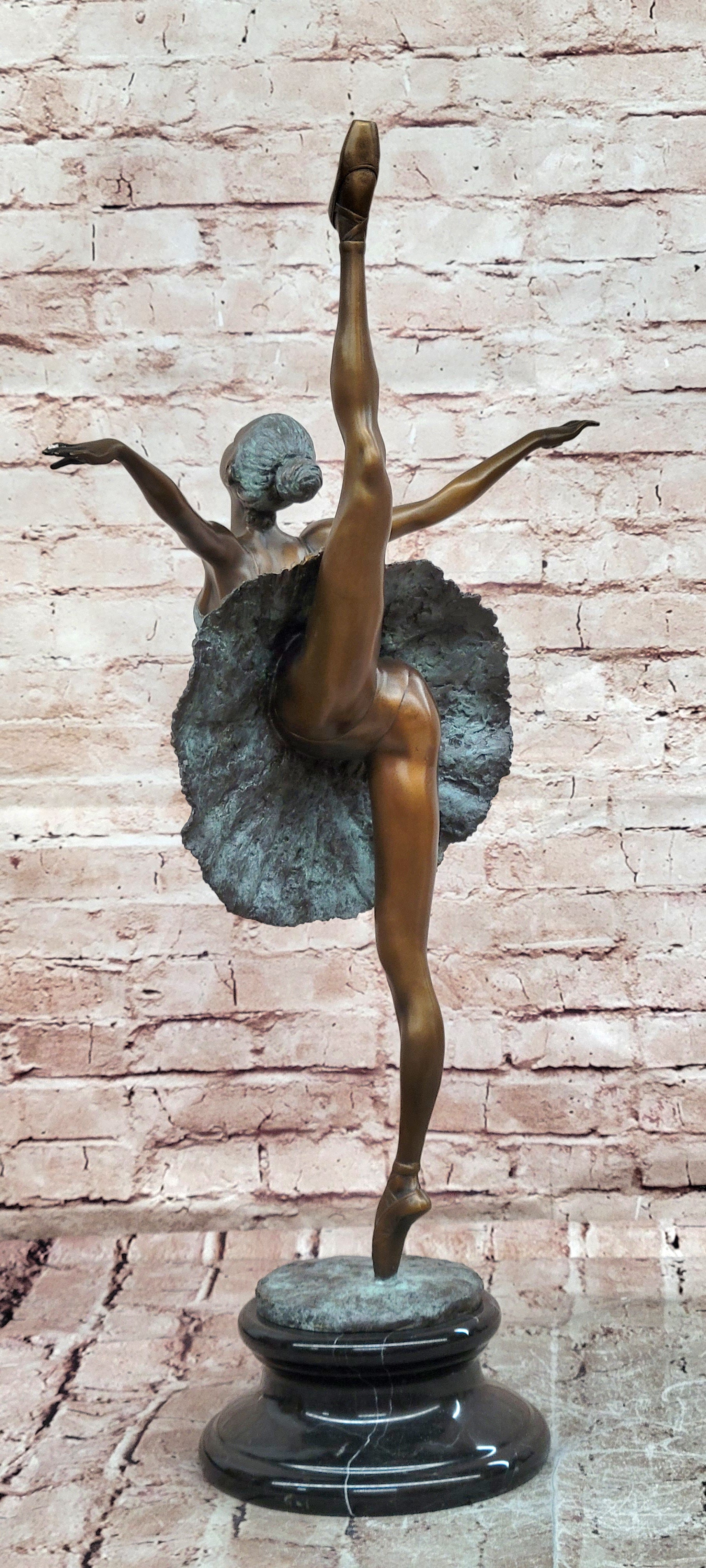 Bronze Arabesque Ballet Sculpture Signed Milo Graceful Dancer Statue Art