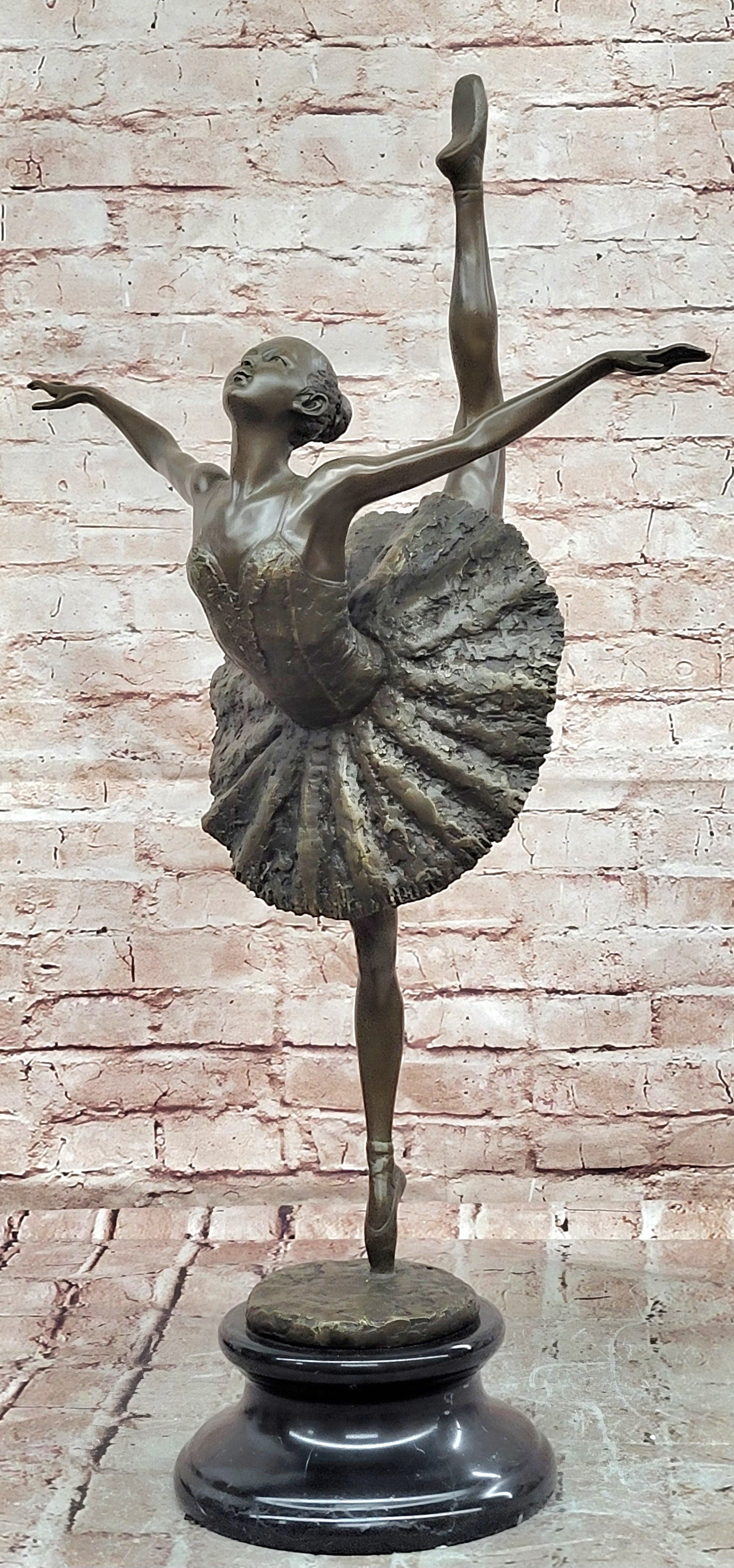 Classic Ballerina Girl Ballet Dancer Signed Bronze Sculpture Figure Art Nouveau
