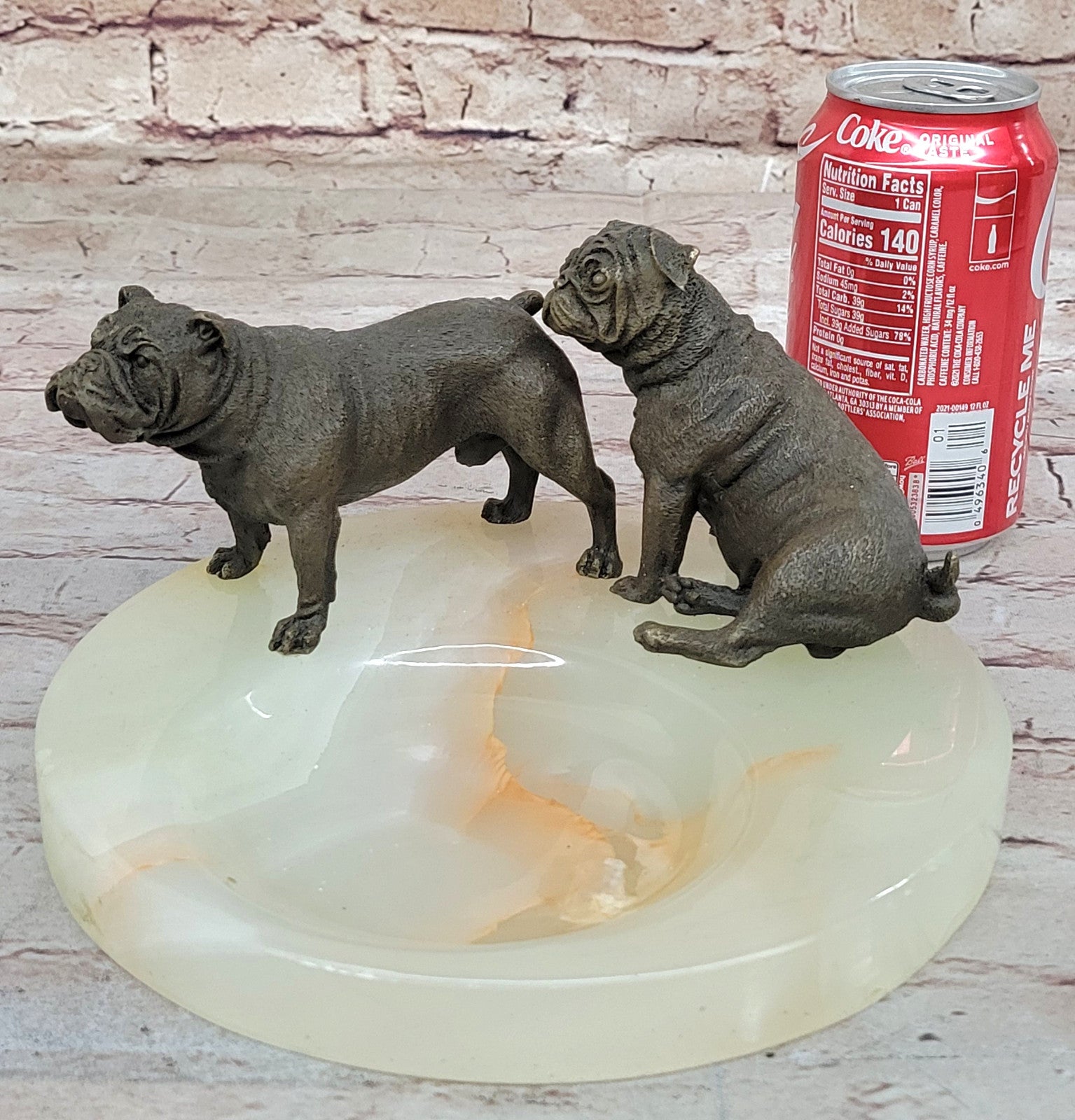 Handcrafted Genuine Bronze English Bulldog Dog Ashtray Sculpture Figure