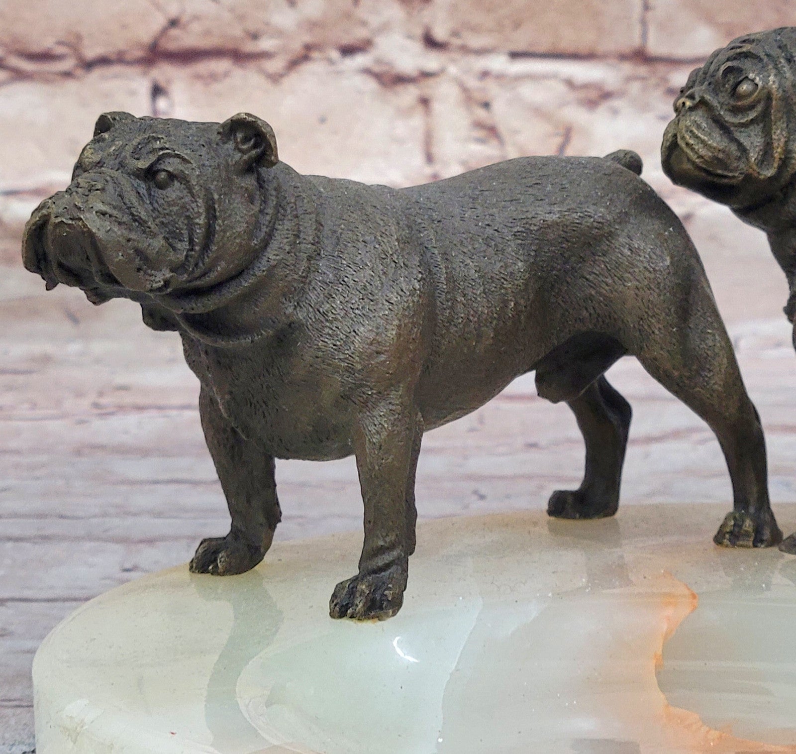 Handcrafted Genuine Bronze English Bulldog Dog Ashtray Sculpture Figure