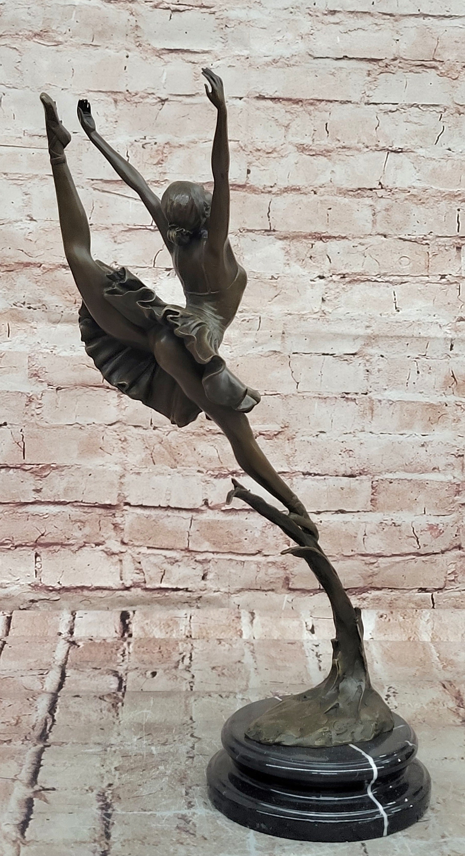 Bronze Graceful Ballerina Figurine Signed Cesaro Dance Art Statue Decor