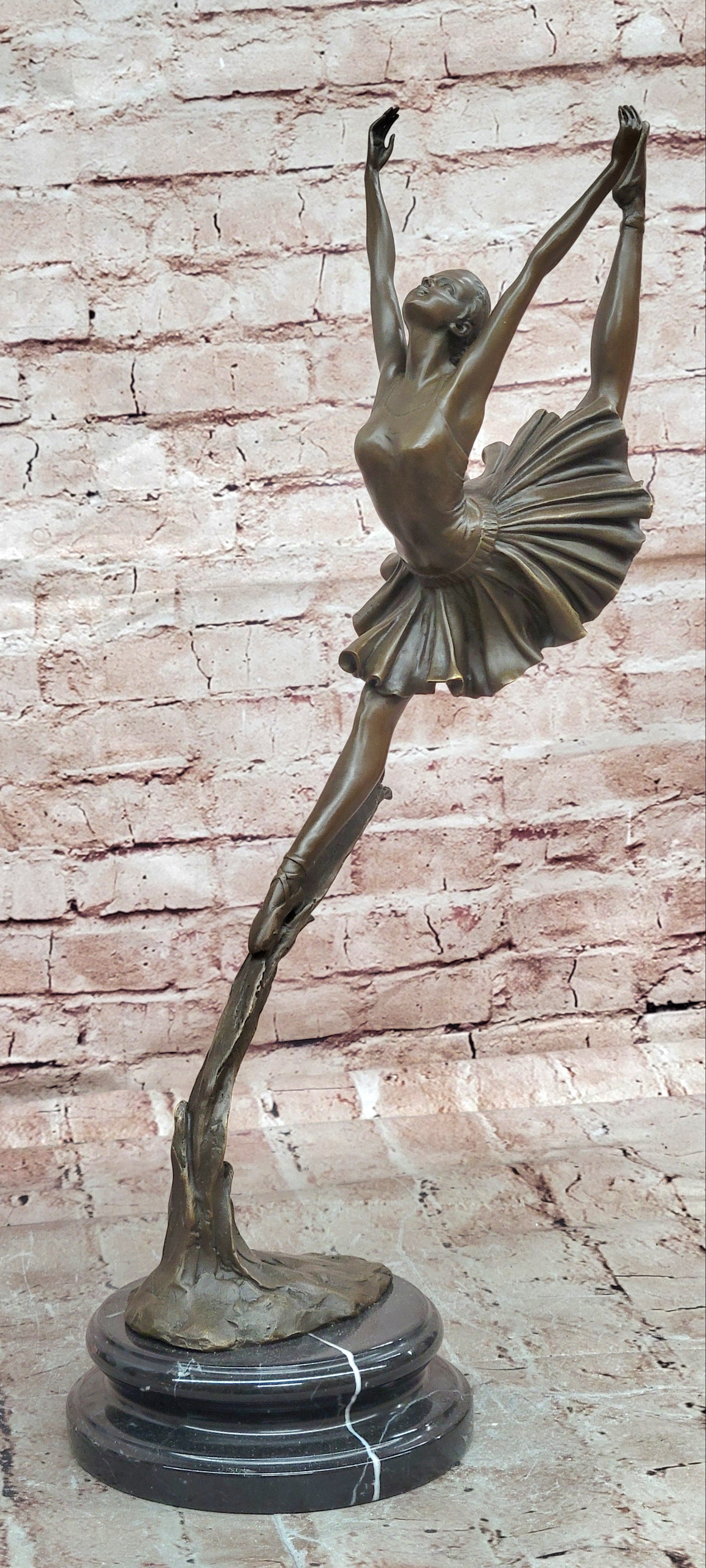 Bronze Graceful Ballerina Figurine Signed Cesaro Dance Art Statue Decor