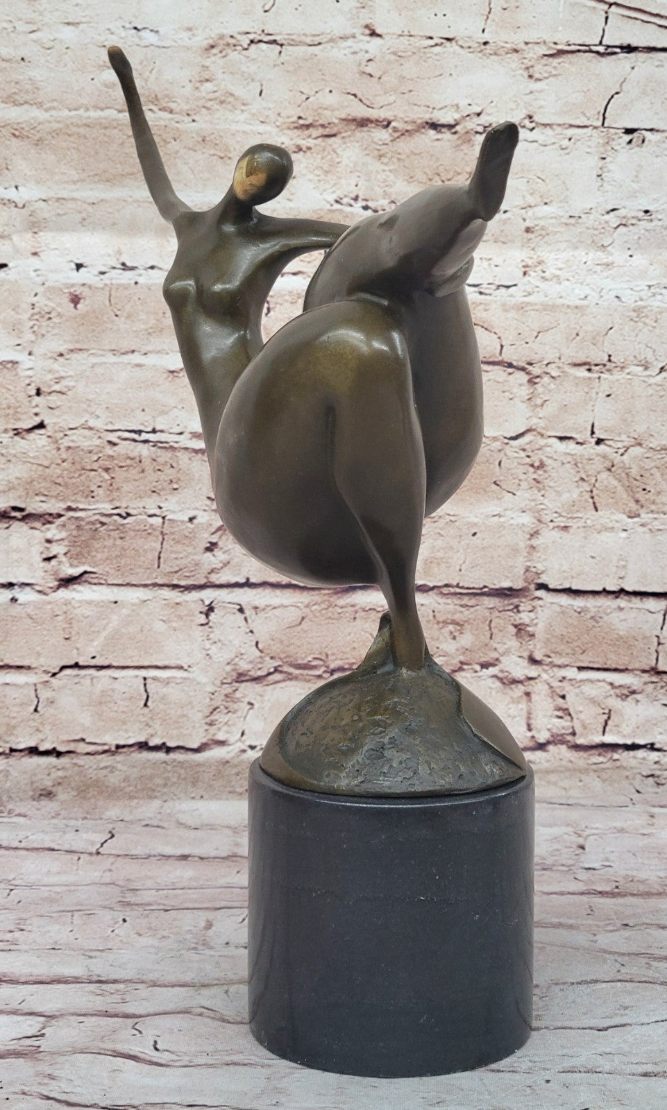 Nude Modern Mid Century Abstract Bronze Ballerina Figure Sculpture Decor Signed