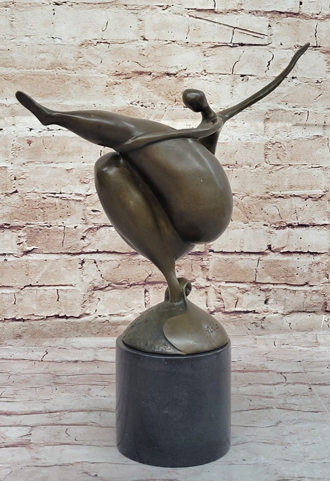 Nude Modern Mid Century Abstract Bronze Ballerina Figure Sculpture Decor Signed