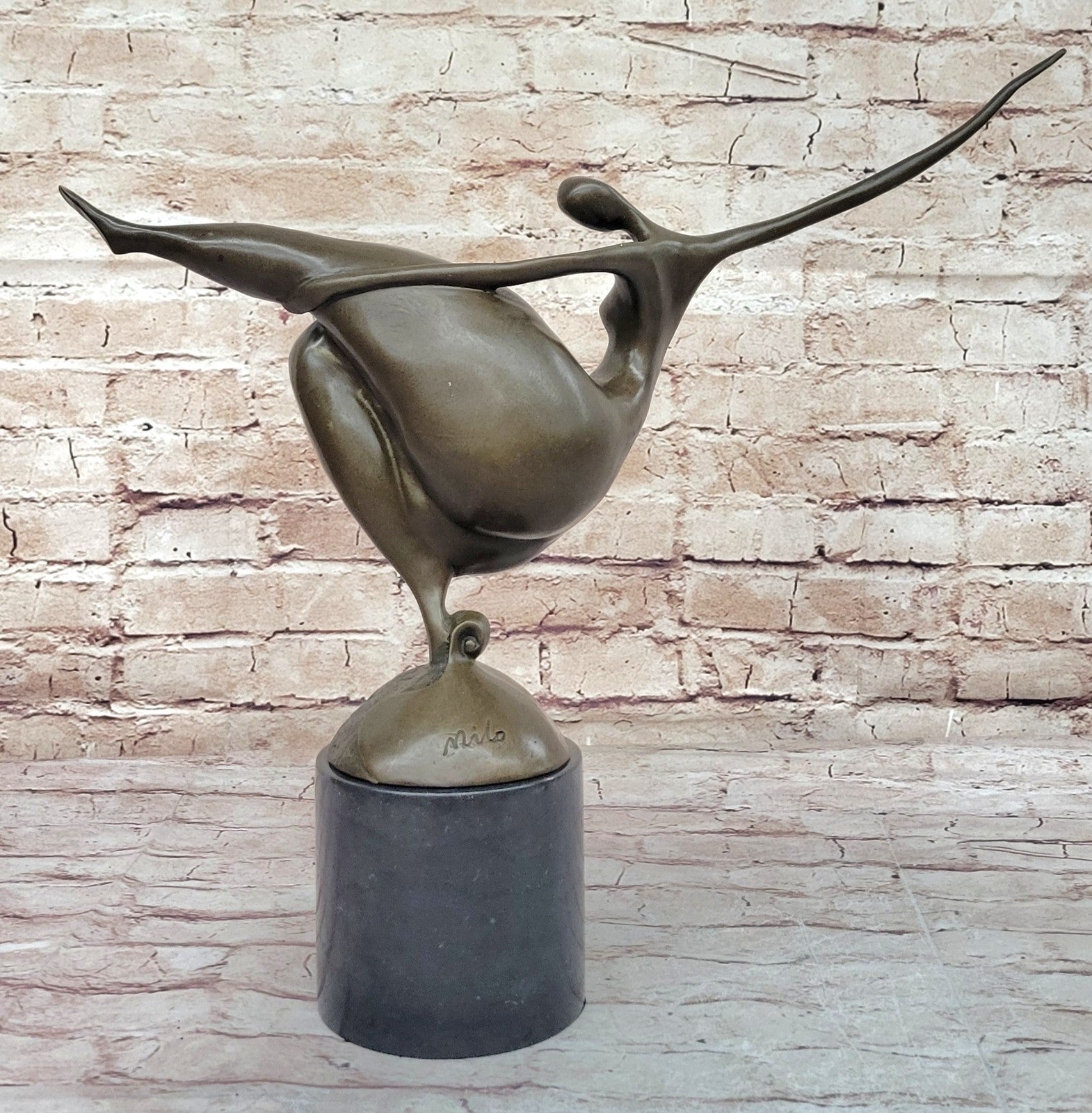 Nude Modern Mid Century Abstract Bronze Ballerina Figure Sculpture Decor Signed