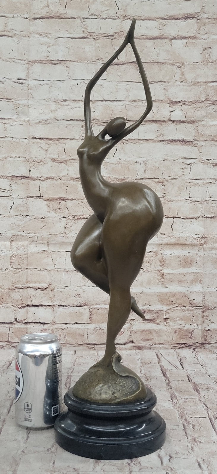 Signed: Milo BRONZE NUDE WOMAN FIGURE ABSTRACT MODERN ART, MARBLE BASE HOT CAST