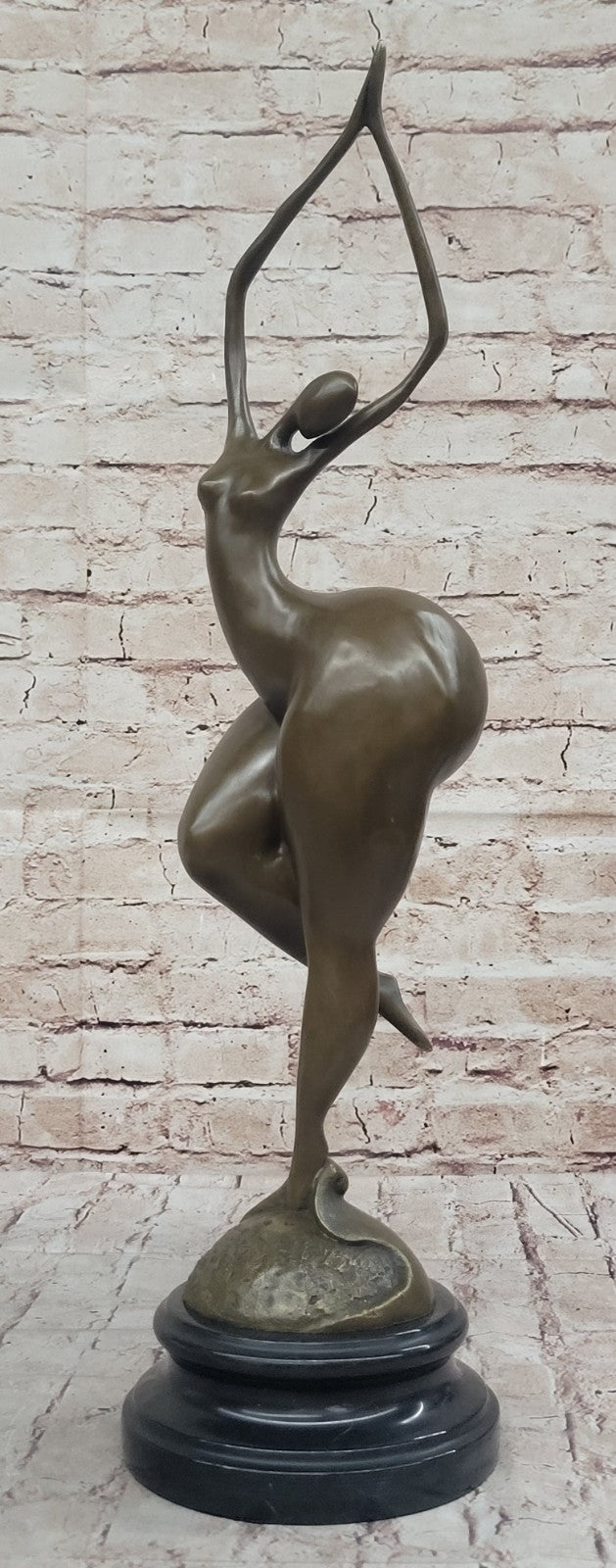 Signed: Milo BRONZE NUDE WOMAN FIGURE ABSTRACT MODERN ART, MARBLE BASE HOT CAST