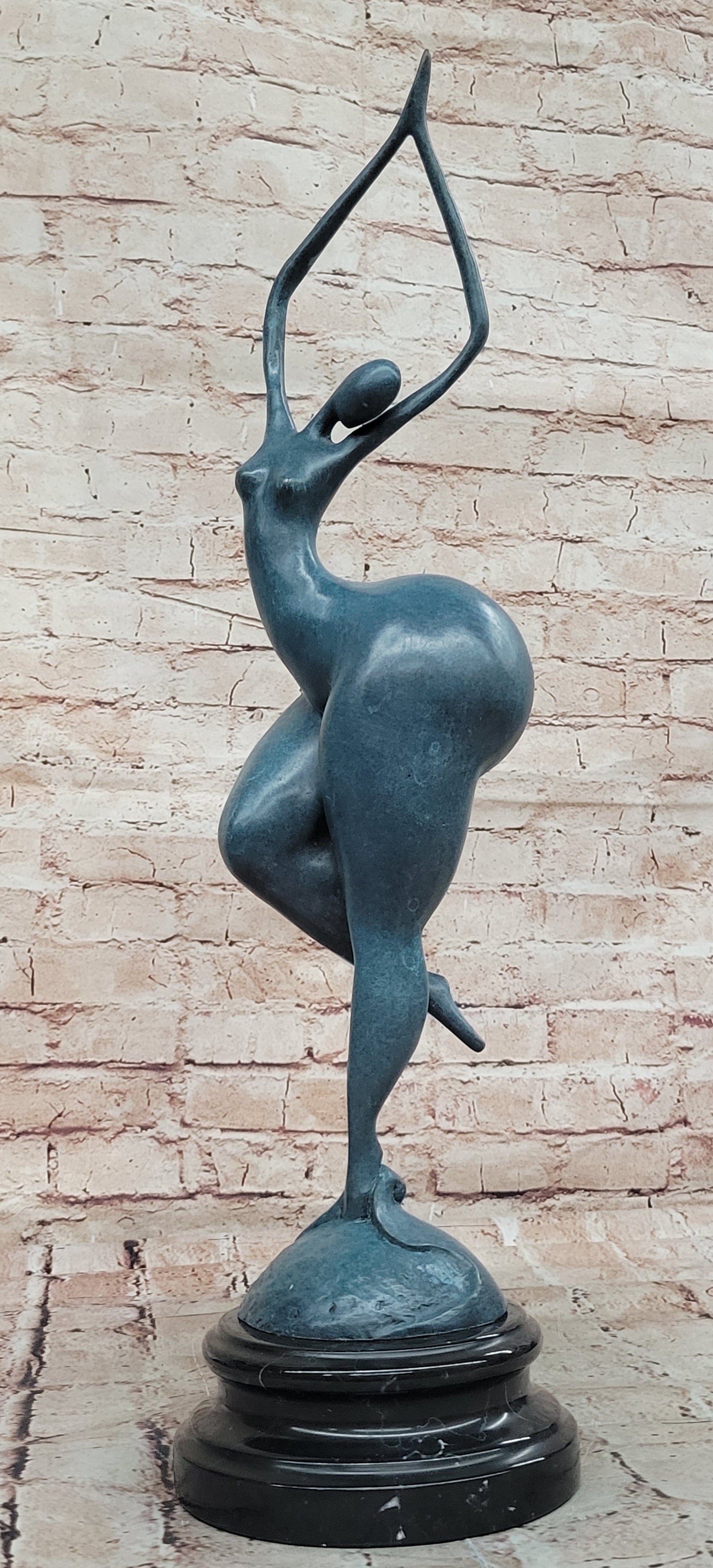 Elegant Abstract Woman Sculpture by Milo – Hot Cast Bronze Figurine on Marble Base – Large, Handcrafted, Signed Art Collectible – Buy Now