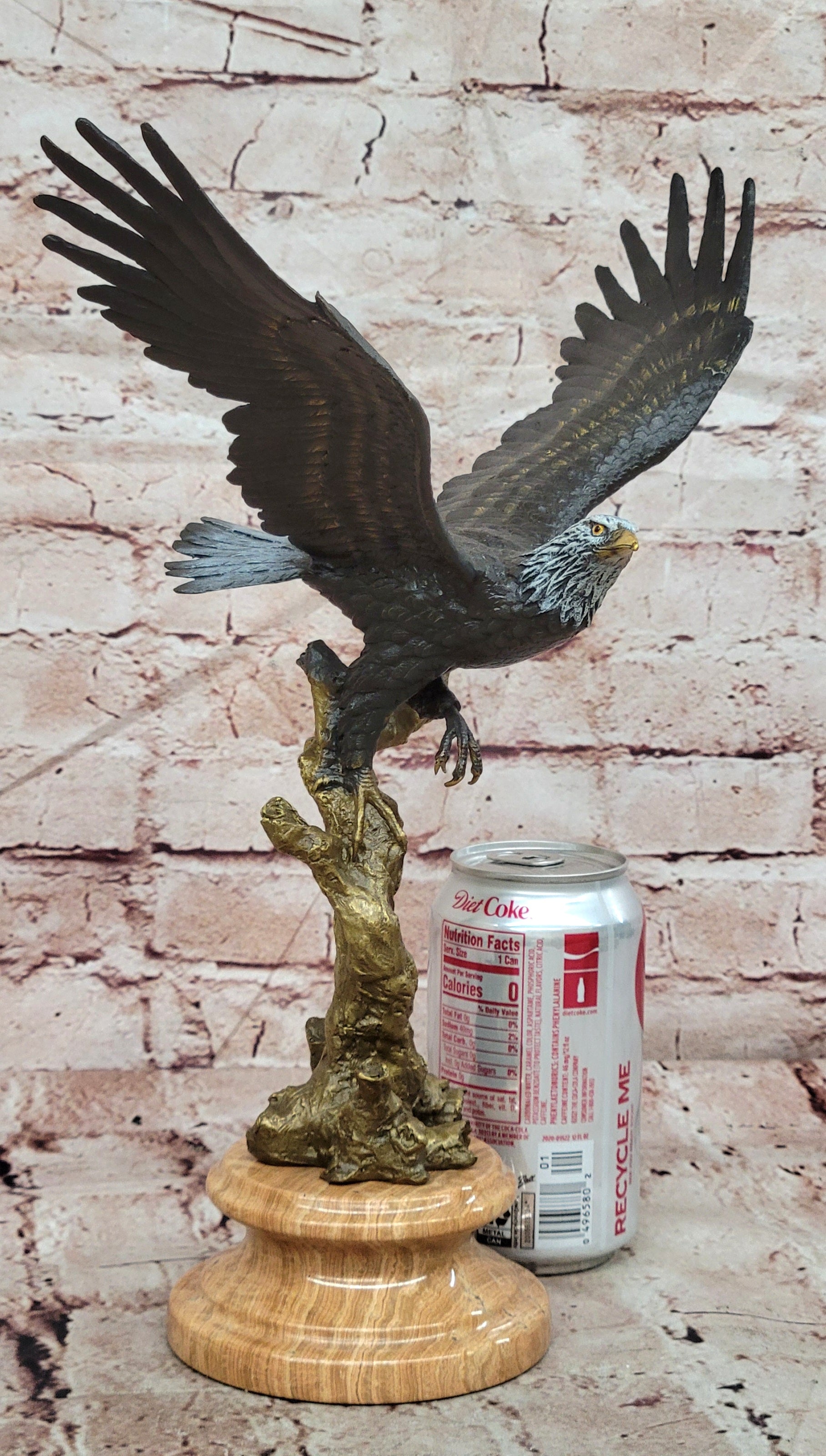 Juno Bronze Eagle Figurine American Wildlife Sculpture Marble Base Fine Art Decor