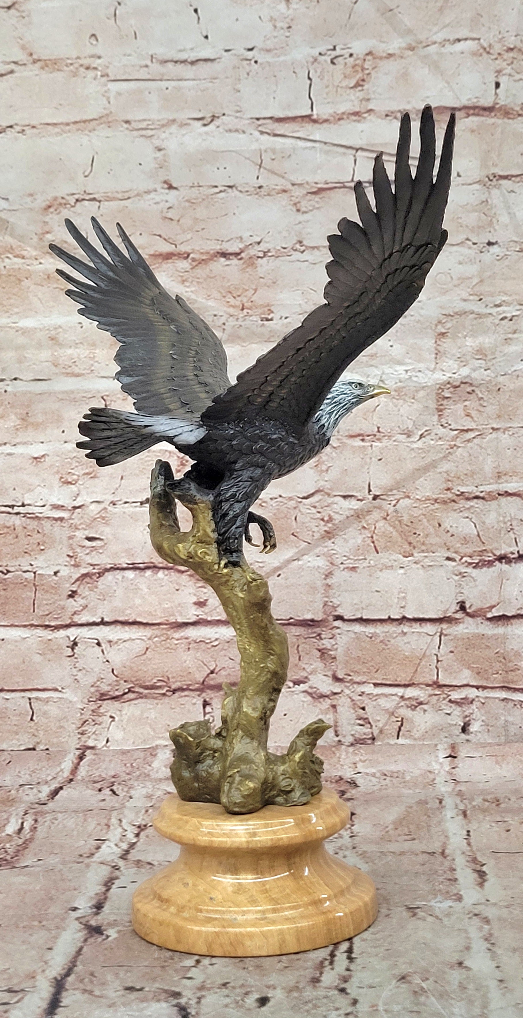 Juno Bronze Eagle Figurine American Wildlife Sculpture Marble Base Fine Art Decor