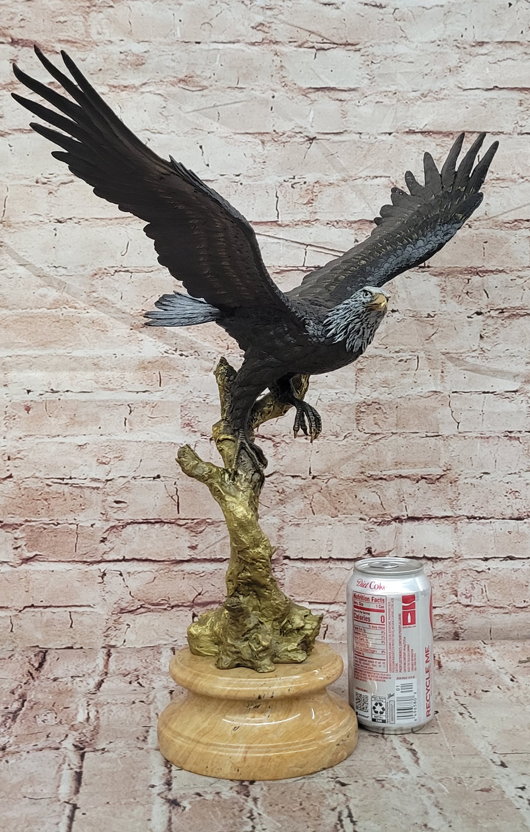 Handcrafted Juno Bronze Bald Eagle Statue Patina Finish Fine Art Decor