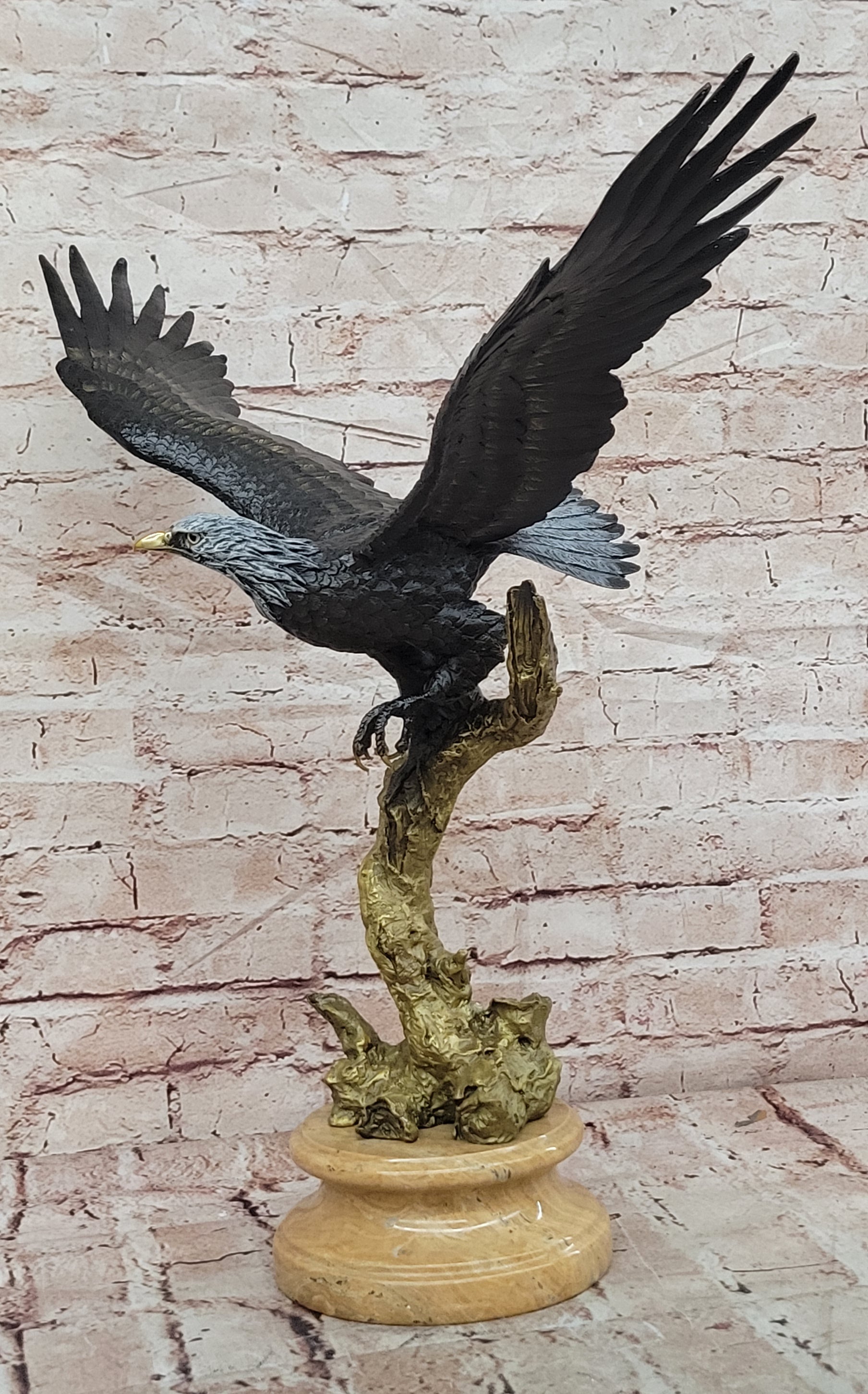 Handcrafted Juno Bronze Bald Eagle Statue Patina Finish Fine Art Decor