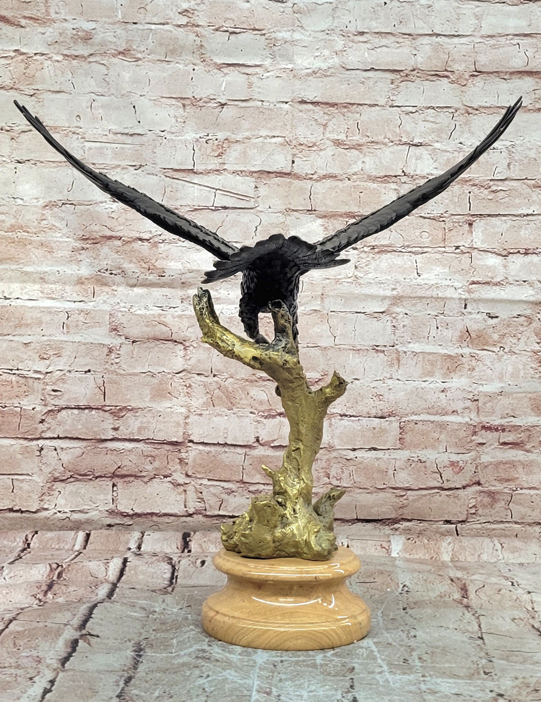 Handcrafted Juno Bronze Bald Eagle Statue Patina Finish Fine Art Decor