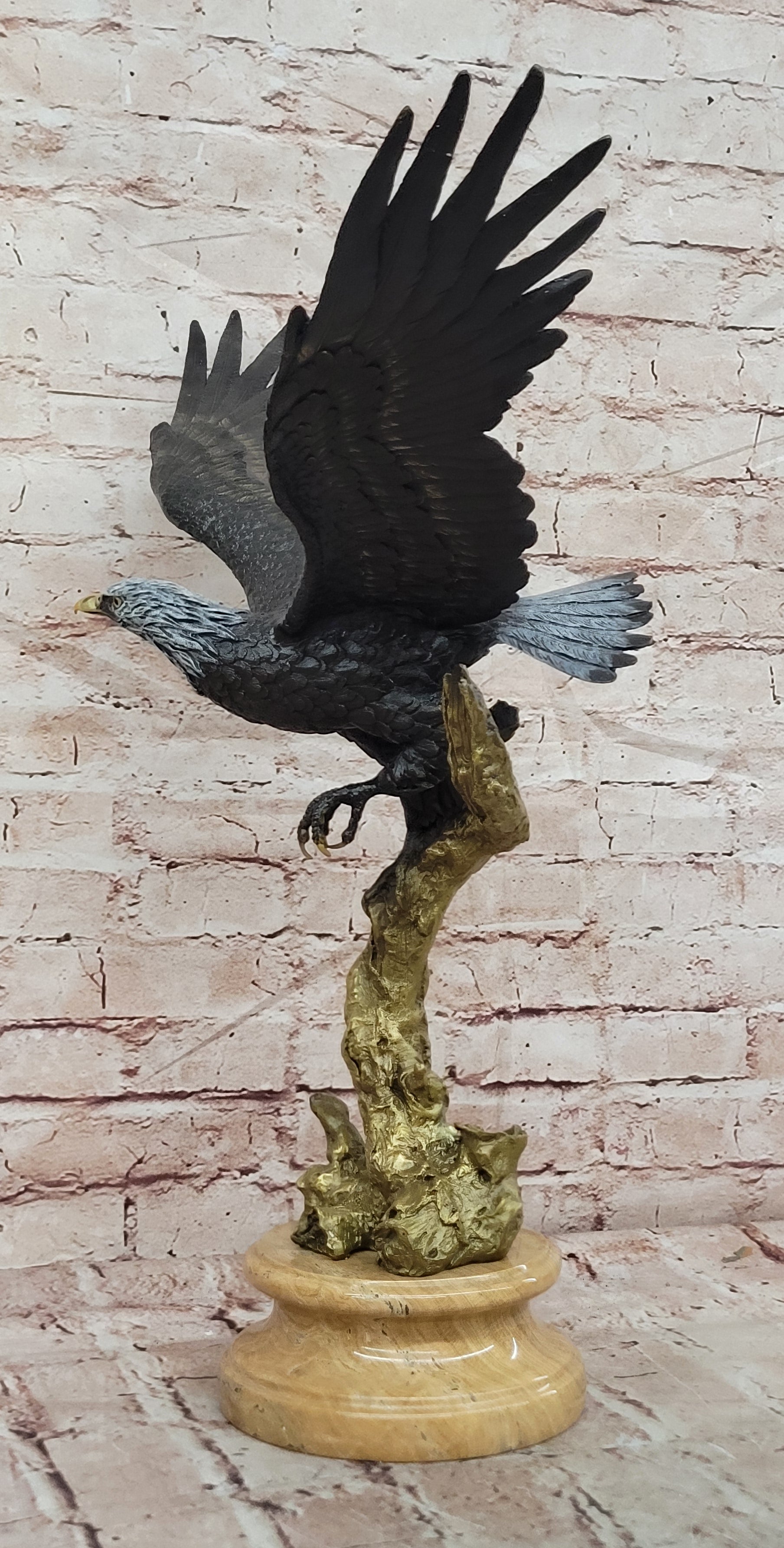 Handcrafted Juno Bronze Bald Eagle Statue Patina Finish Fine Art Decor