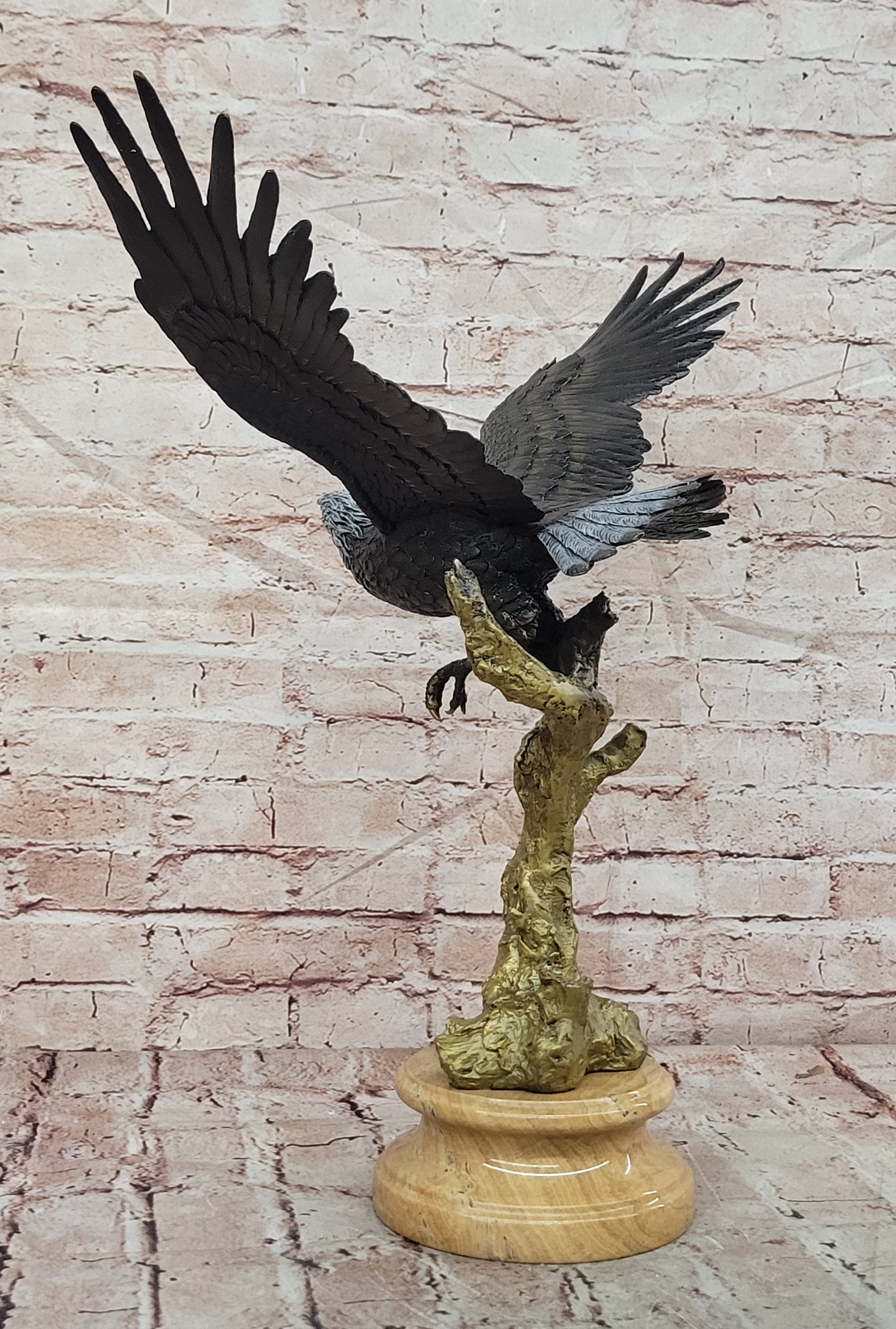 Handcrafted Juno Bronze Bald Eagle Statue Patina Finish Fine Art Decor