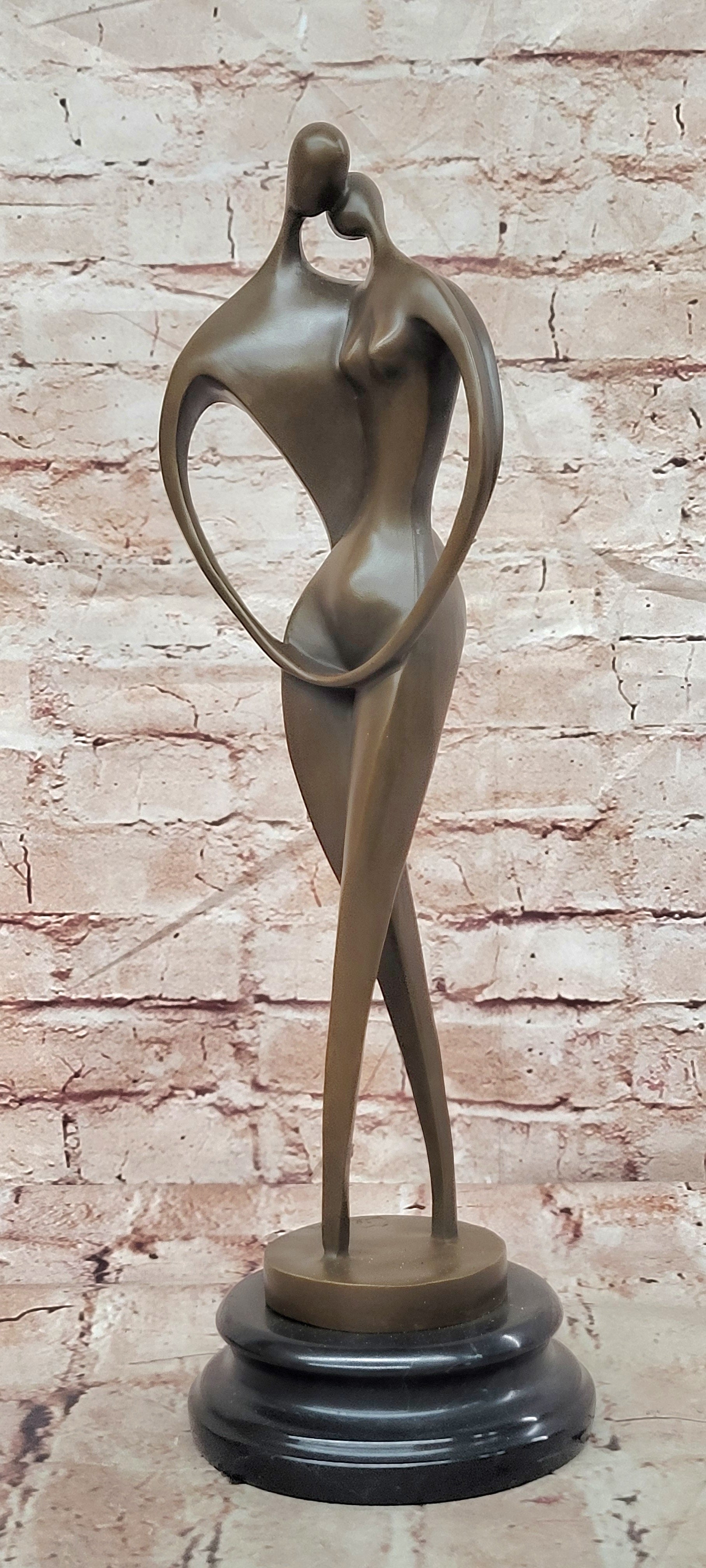 Signed Bronze Lovers Sculpture Milo Modernist Romance Figurine Fine Art Collectible