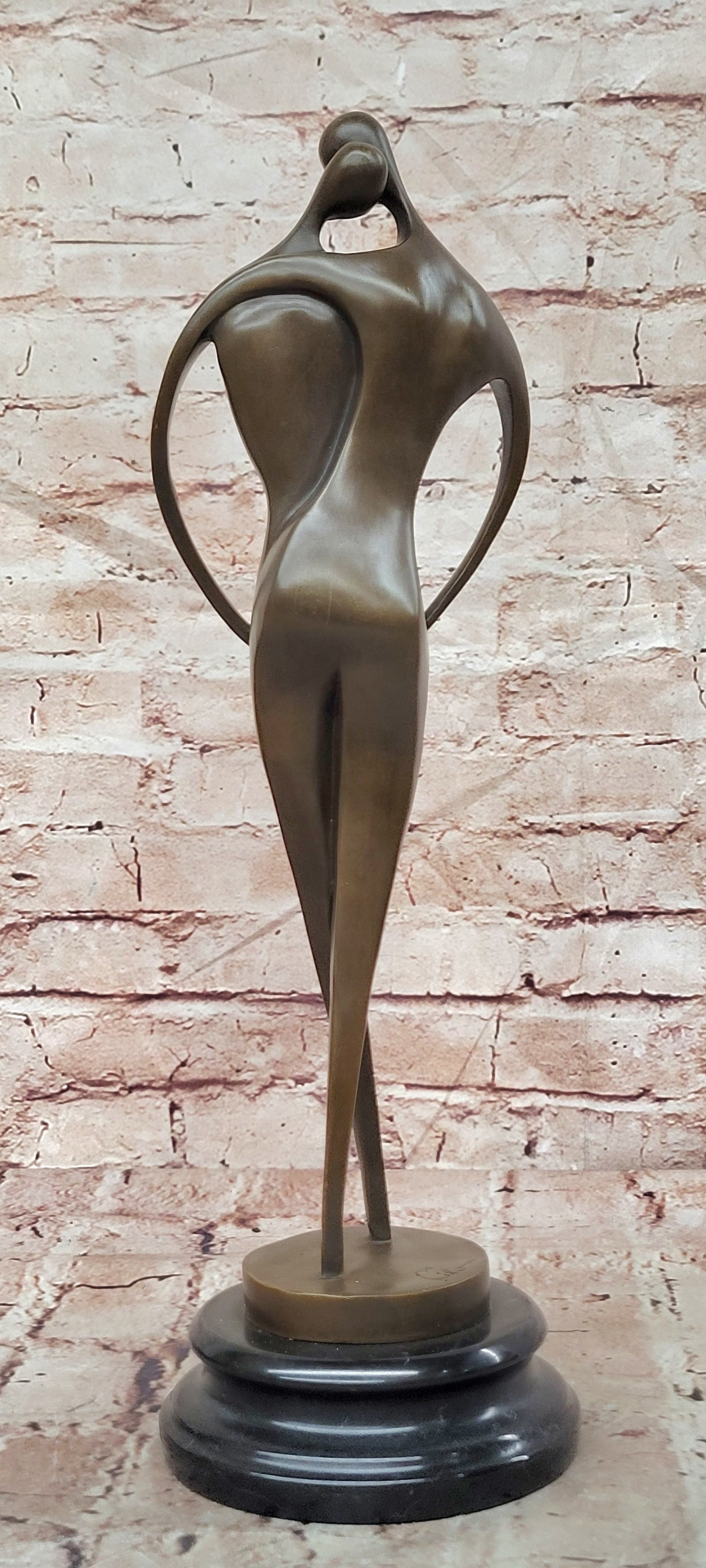 Signed Bronze Lovers Sculpture Milo Modernist Romance Figurine Fine Art Collectible