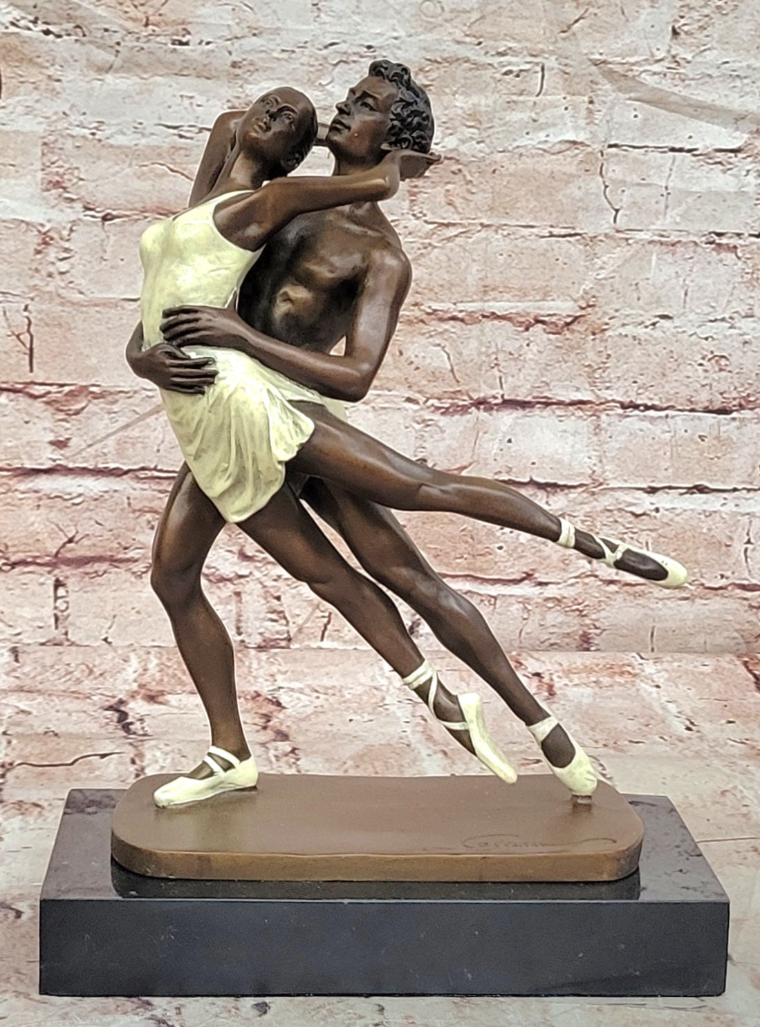 Cesaro Bronze Ballet Dancers Sculpture Romantic Couple Fine Art Collectible
