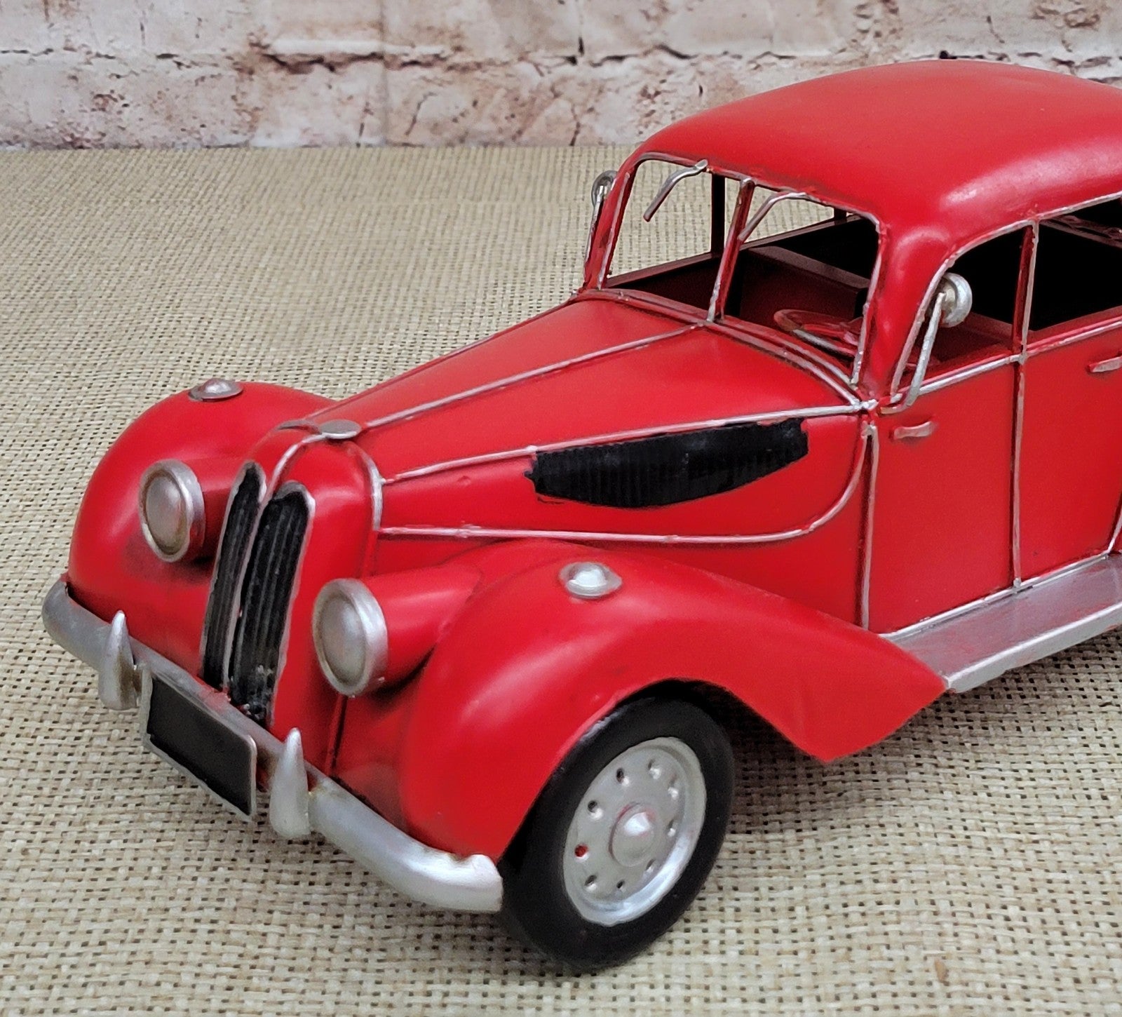 Gangster Car Art Deco Toy Car Coupe Chippy Red Paint Wheel Cars Vintage