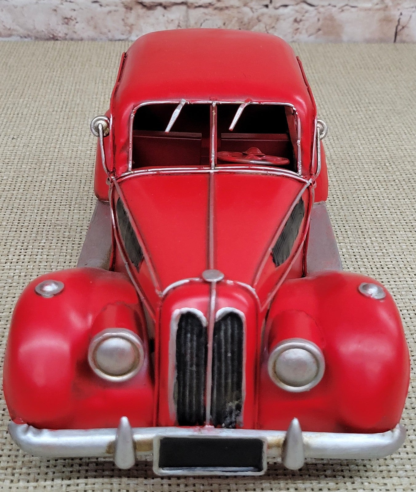 Gangster Car Art Deco Toy Car Coupe Chippy Red Paint Wheel Cars Vintage