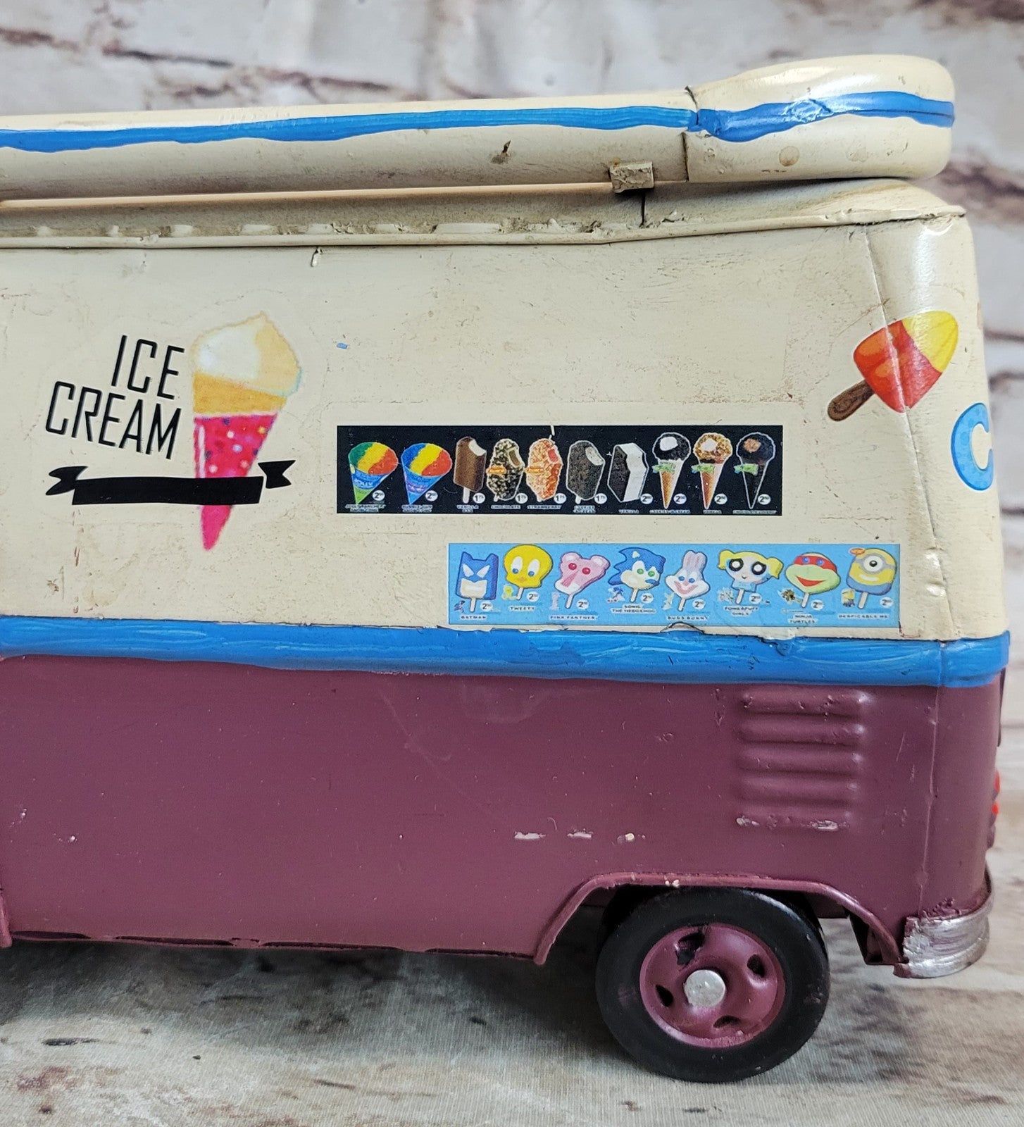 Handmade Blue/ Purple/ White Vintage VW Ice Cream Van Model Volkswagen VW Car