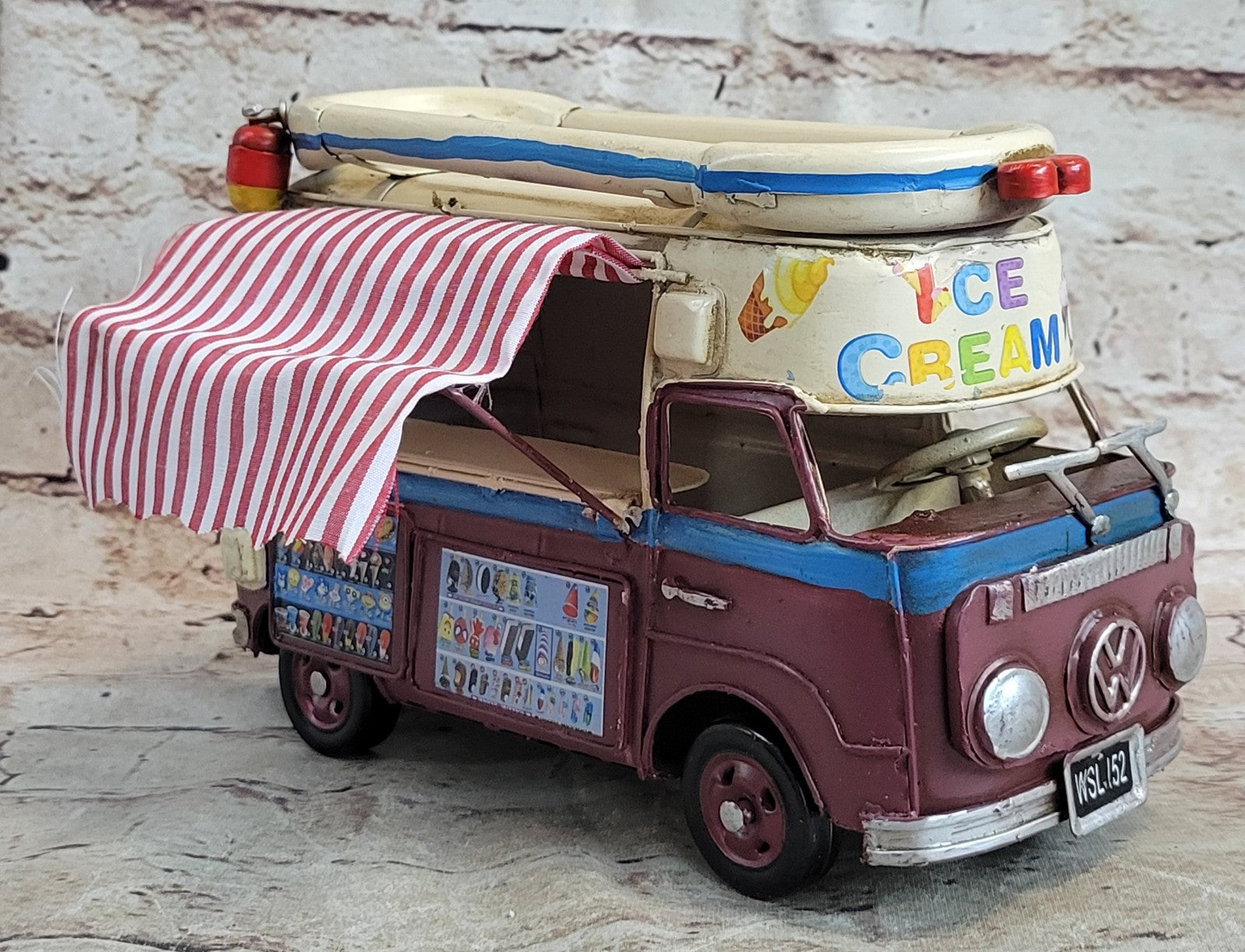Handmade Blue/ Purple/ White Vintage VW Ice Cream Van Model Volkswagen VW Car