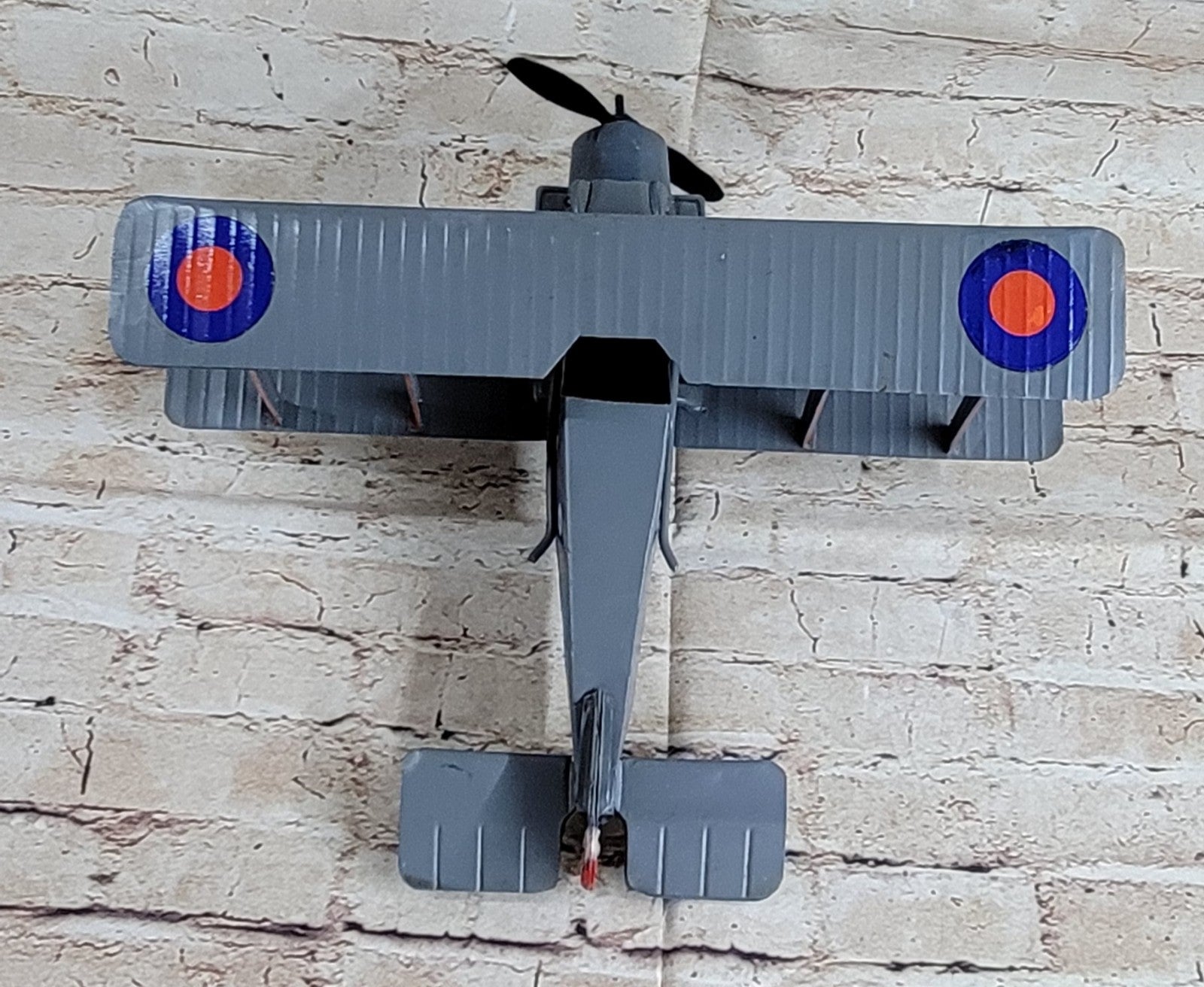 COLLECTIBLE RETRO AIRPLANE TIN TOY WITH Propeller PUSH ACTION Hand Made Decor