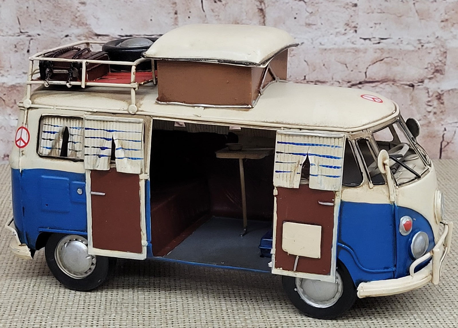 1964 VW Deluxe Microbus Chameleon Blue Tinplate Model by Jayland, Figures Sale