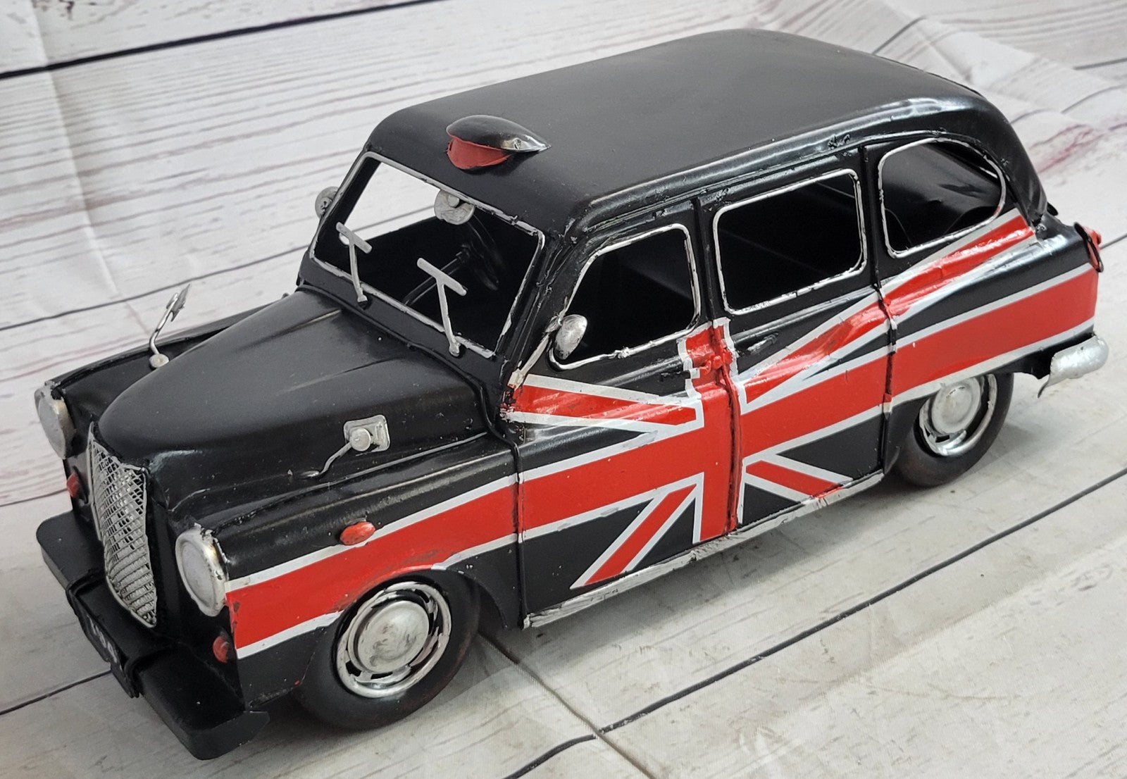 European Bronze Finery 1:12 Scale 1966 Austin with GB flag Tinplate Model Decor