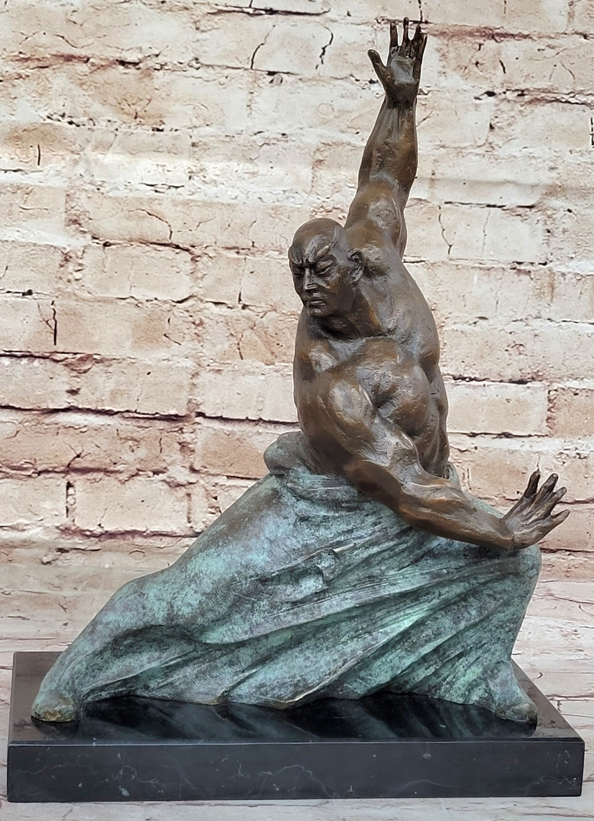Signed Milo Art: Martial Art Karate Man Bronze Statue, Home Office Decor