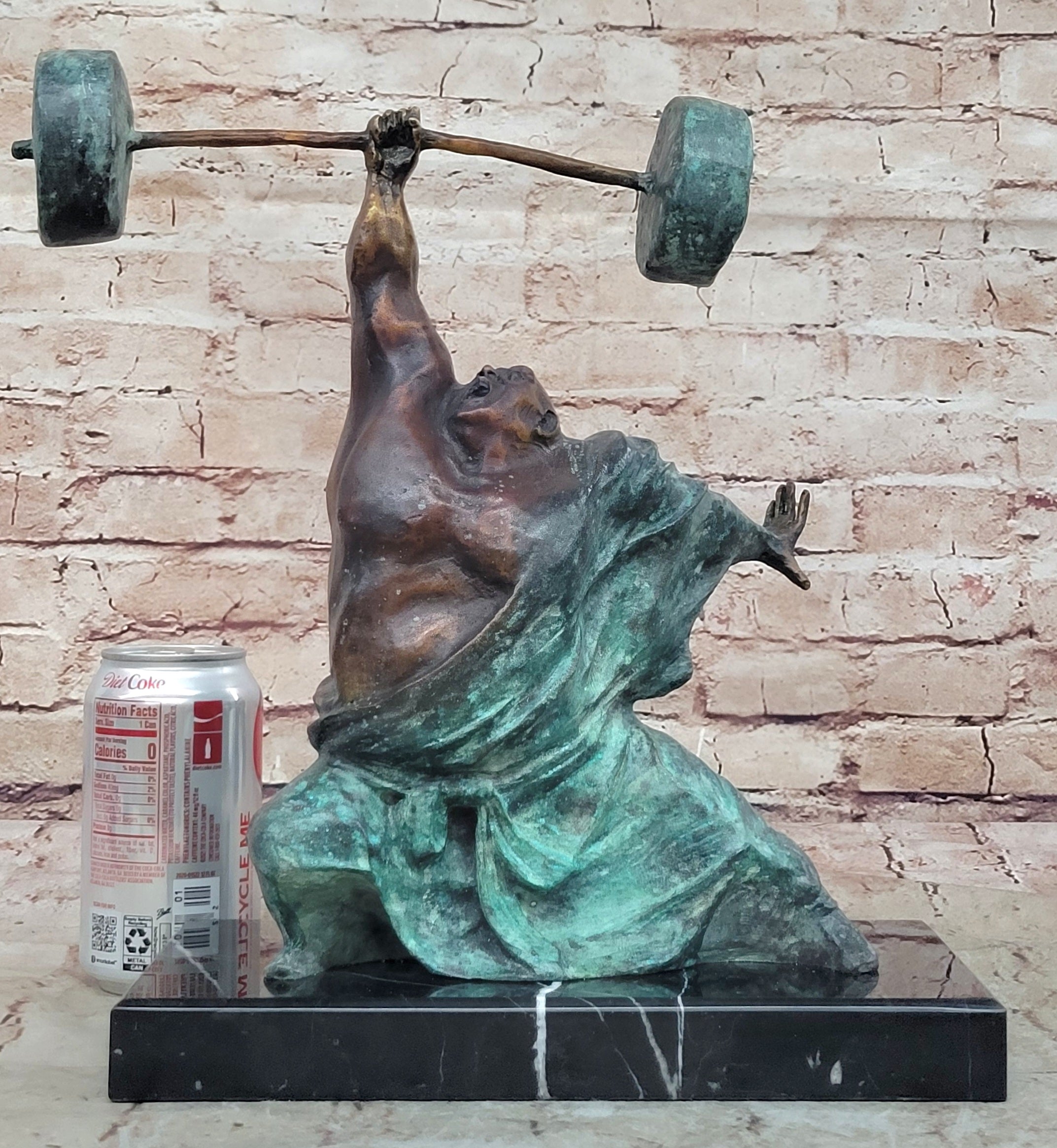 Handcrafted Milo Sculpture: Unique Modern Artwork Weightlifting Figure