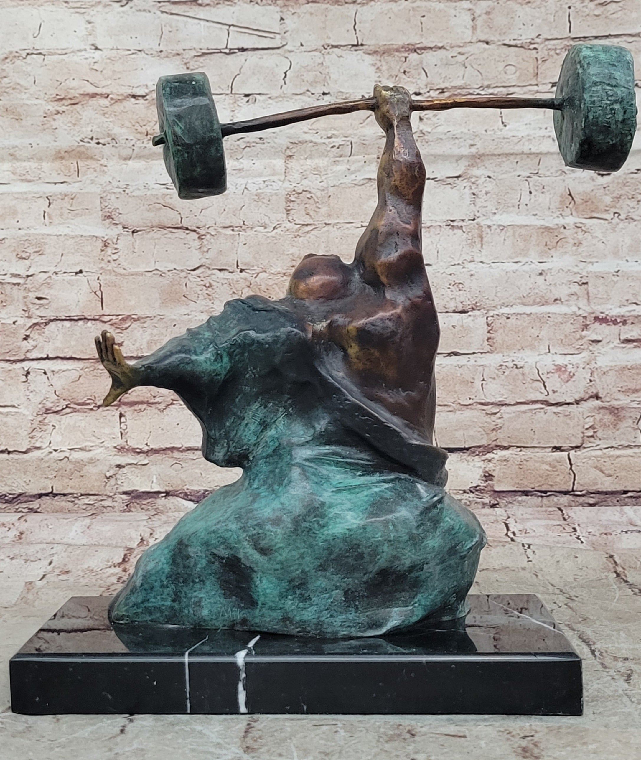 Handcrafted Milo Sculpture: Unique Modern Artwork Weightlifting Figure
