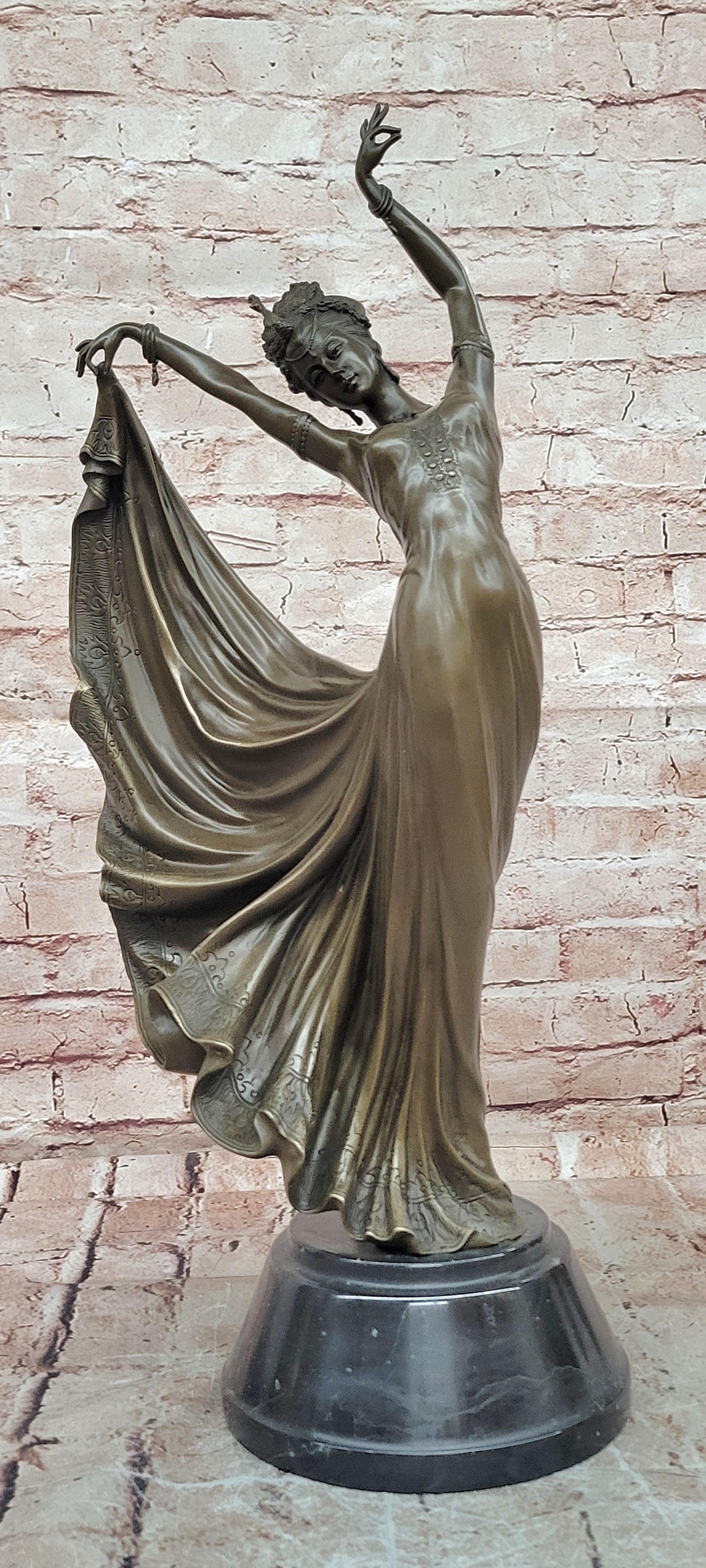 Premium Art Deco Bronze Woman Dance Figurine Hot Cast Fine Art Collectible