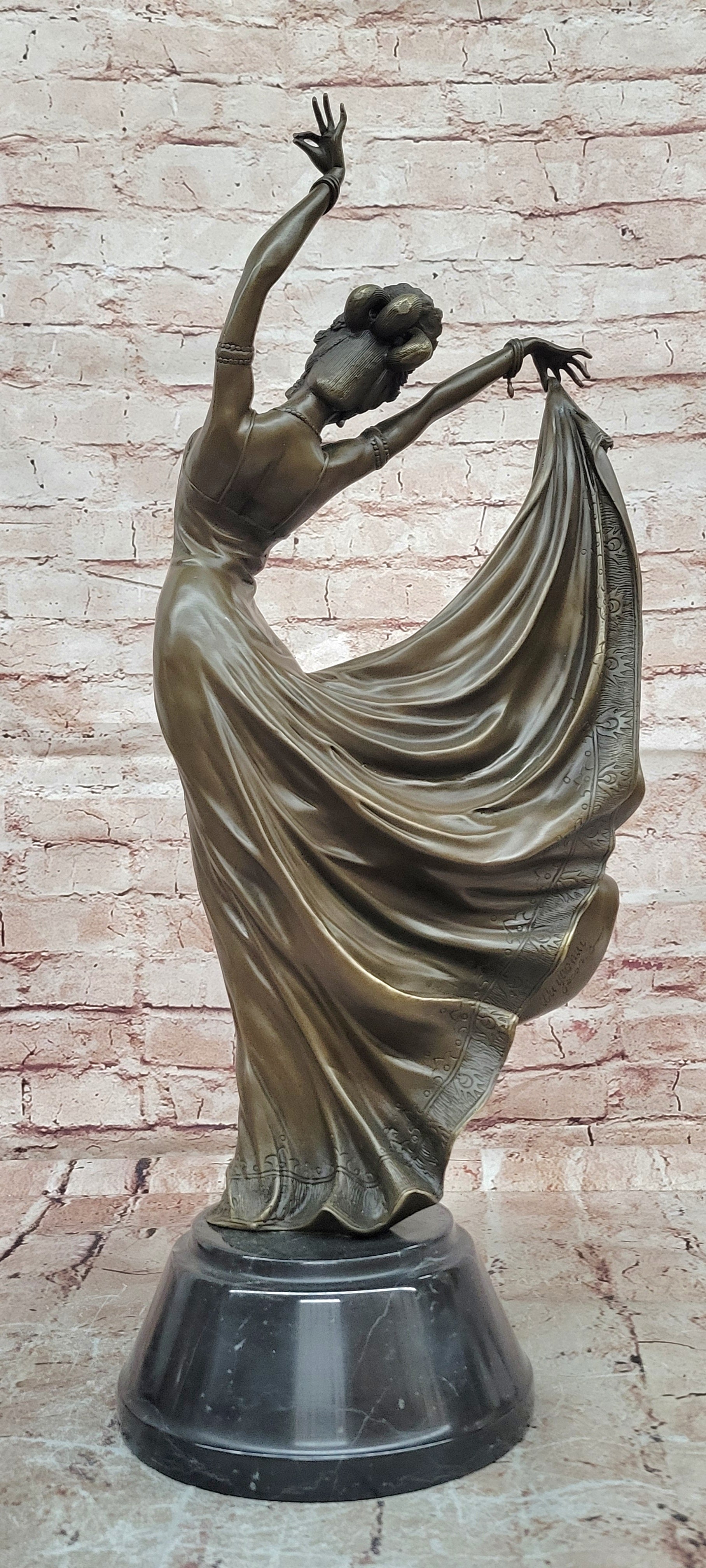 Premium Art Deco Bronze Woman Dance Figurine Hot Cast Fine Art Collectible
