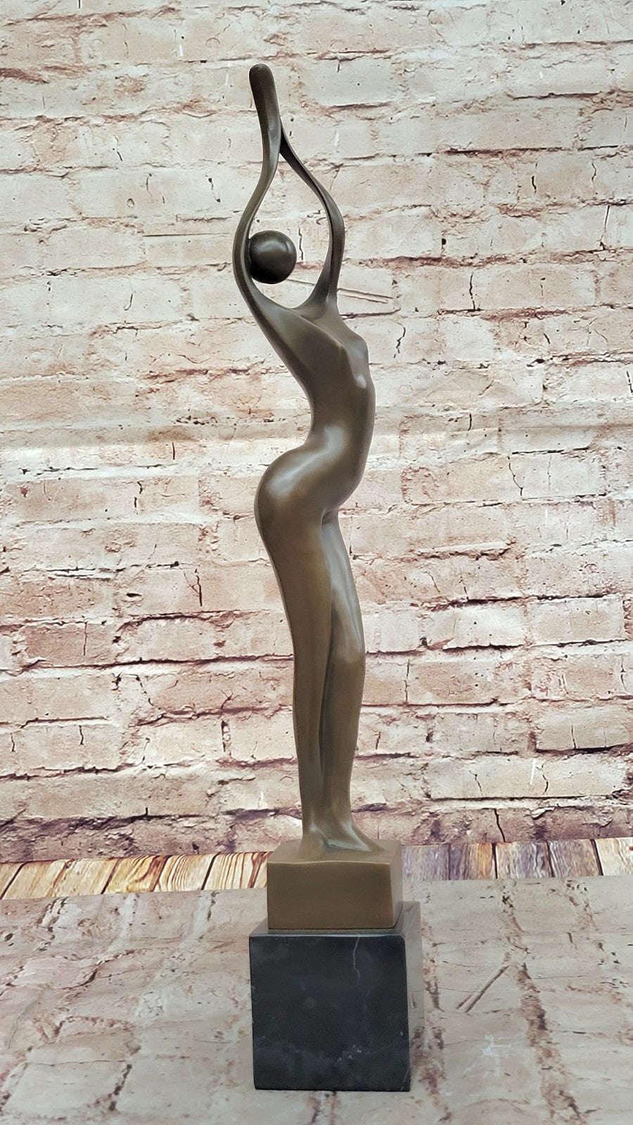 Artistic Mid Century Bronze Sculpture: Large 21.5" Female Figure, Modern Office Decoration
