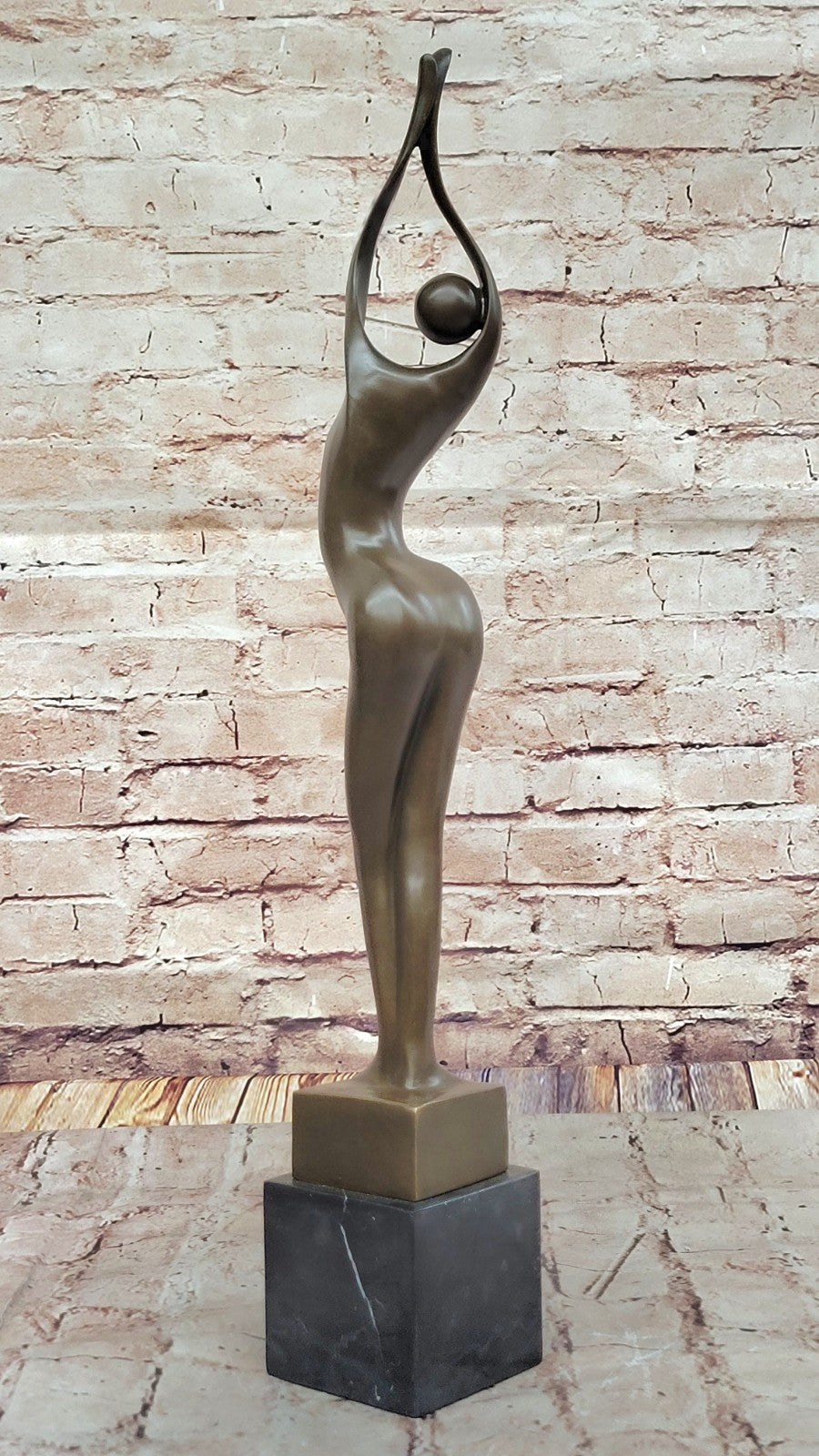 Artistic Mid Century Bronze Sculpture: Large 21.5" Female Figure, Modern Office Decoration