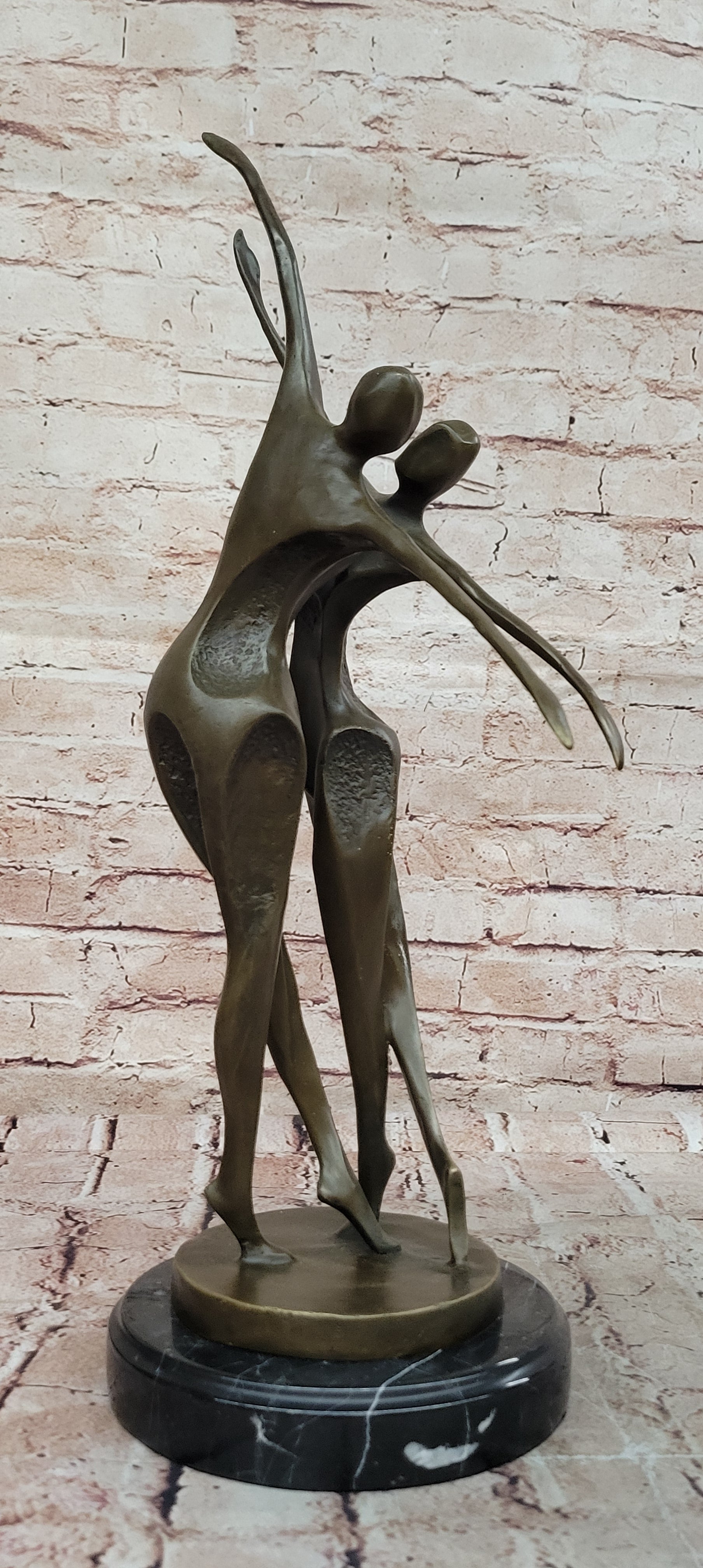 Unique Abstract Midcentury Art - Two Dancer Modern Bronze Statue by Milo