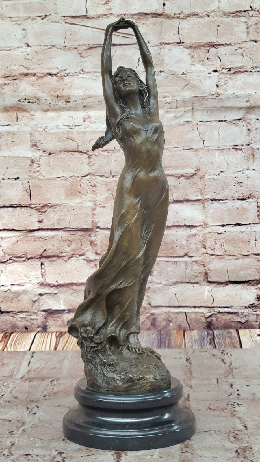 Beautiful Signed 100% BRONZE ART DECO Erotic Spring Awakening Sculpture Figurine