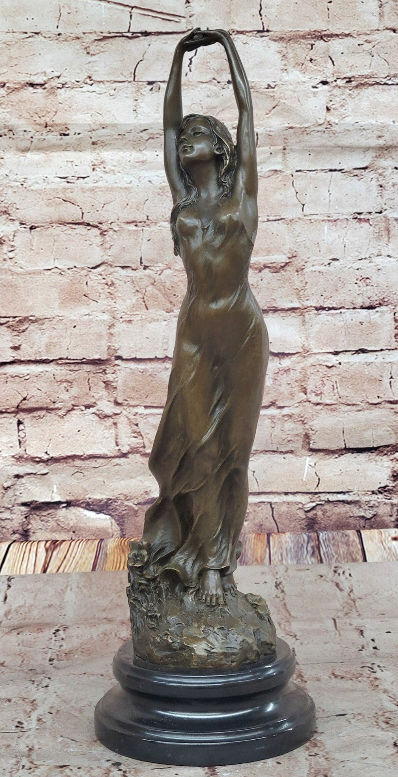 Beautiful Signed 100% BRONZE ART DECO Erotic Spring Awakening Sculpture Figurine