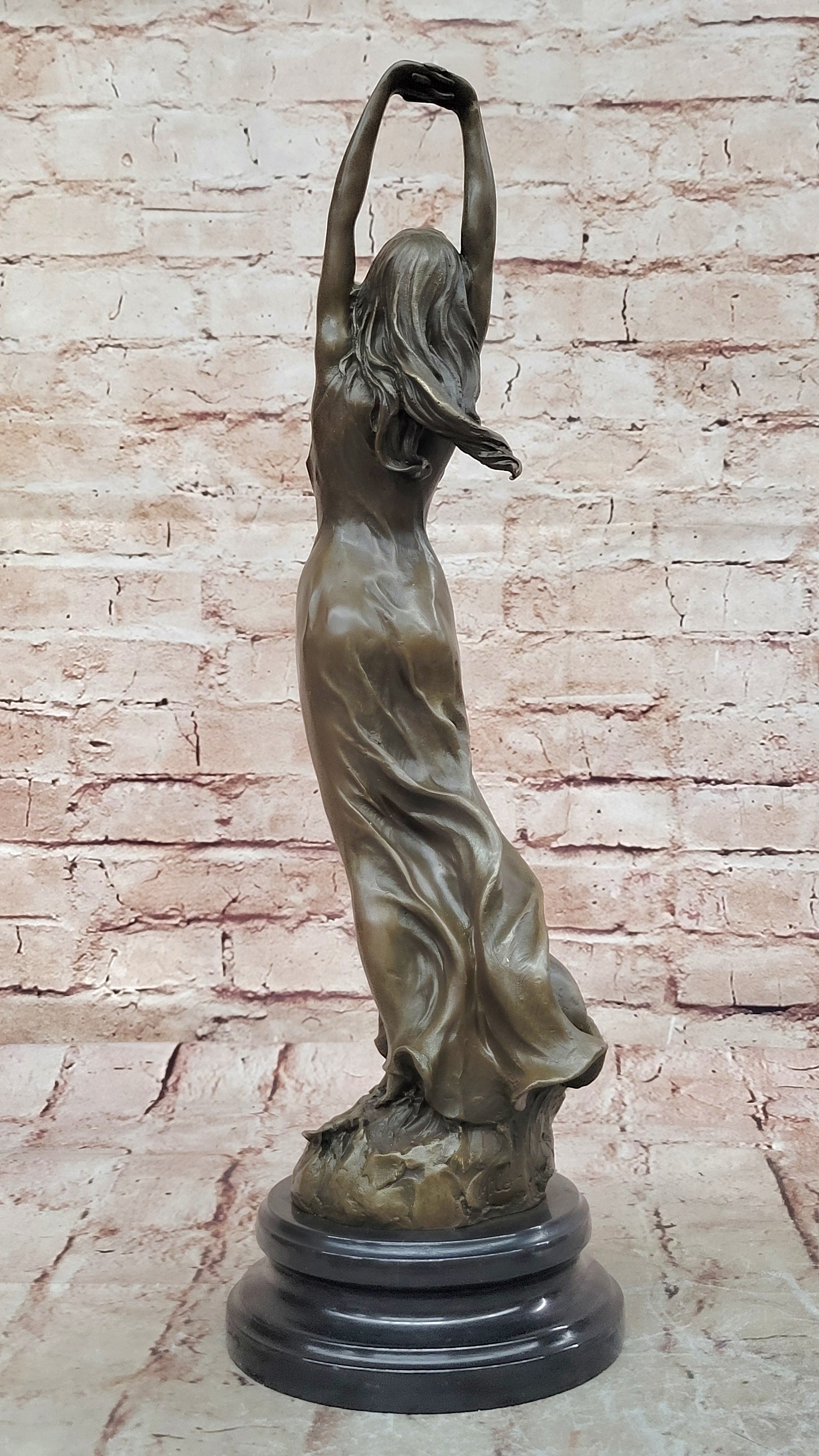 Beautiful Signed 100% BRONZE ART DECO Erotic Spring Awakening Sculpture Figurine