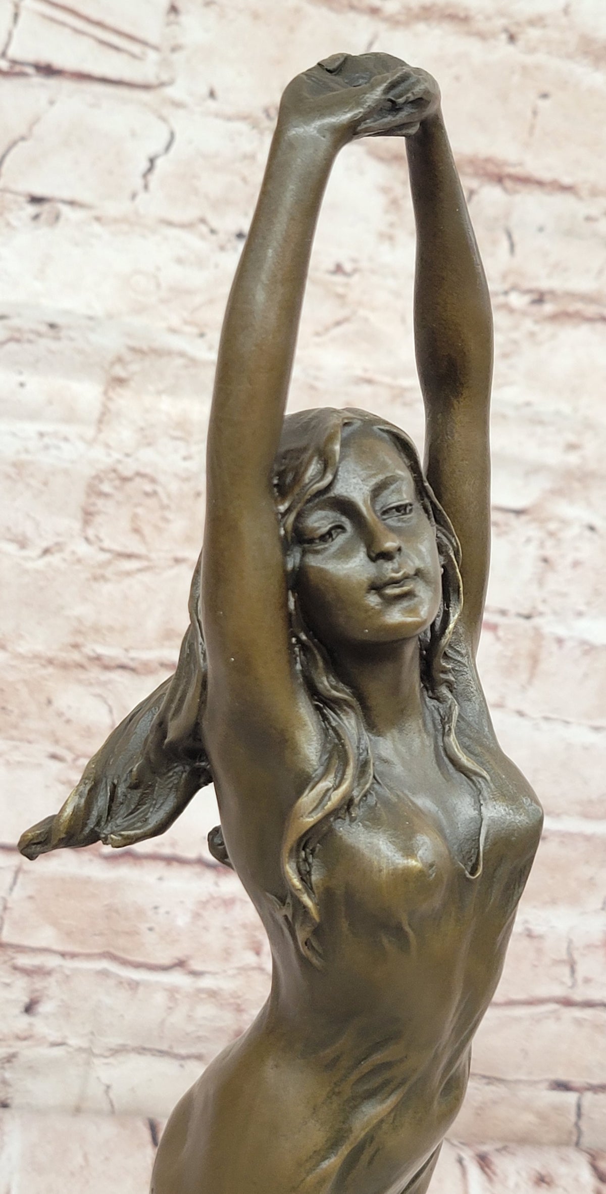Beautiful Signed 100% BRONZE ART DECO Erotic Spring Awakening Sculpture Figurine
